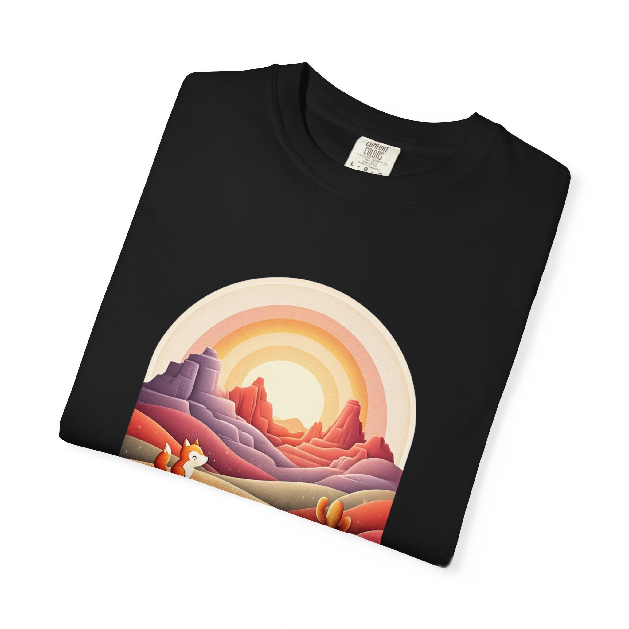Badlands National Park T-Shirt – Find Your Horizon Aesthetic Desert Tee, Cute Sunset Graphic Unisex Garment-Dyed Shirt