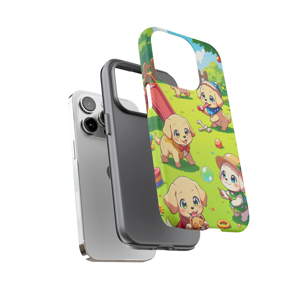 "The Puppy Party" Tough Case – Cute Anime Dogs in Outfits | Aesthetic Labrador Puppy Design for iPhone, Samsung, Pixel phones