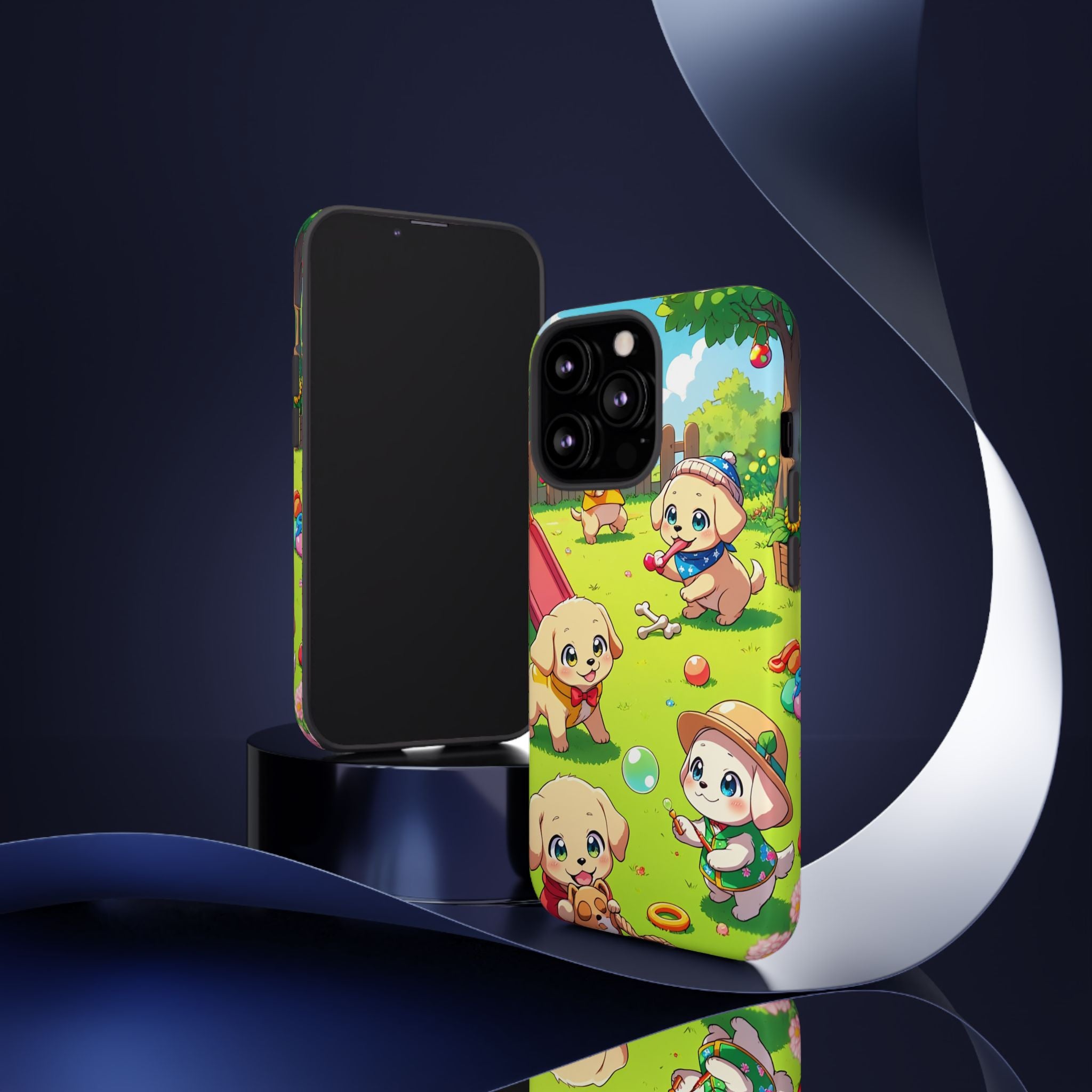 "The Puppy Party" Tough Case – Cute Anime Dogs in Outfits | Aesthetic Labrador Puppy Design for iPhone, Samsung, Pixel phones