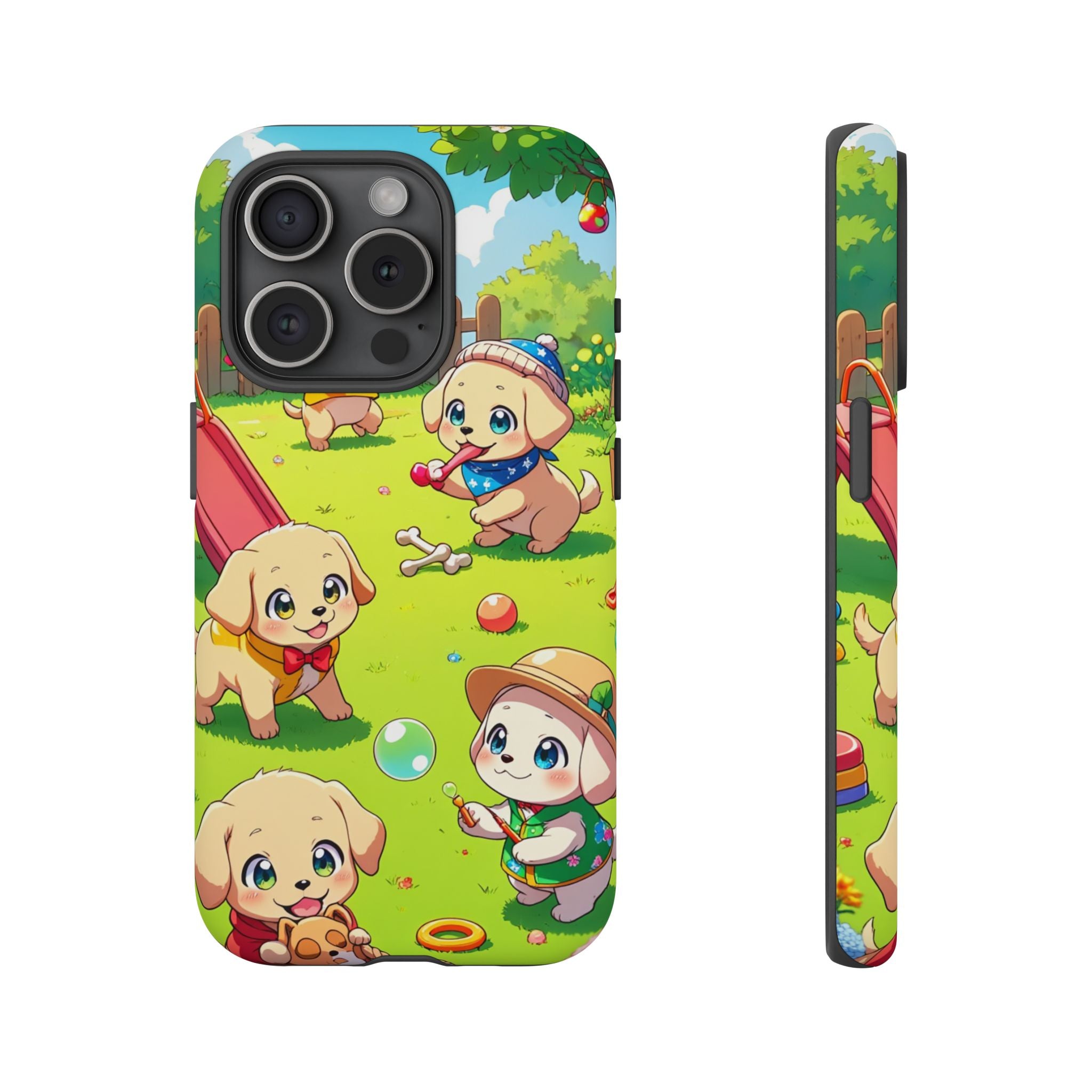 "The Puppy Party" Tough Case – Cute Anime Dogs in Outfits | Aesthetic Labrador Puppy Design for iPhone, Samsung, Pixel phones