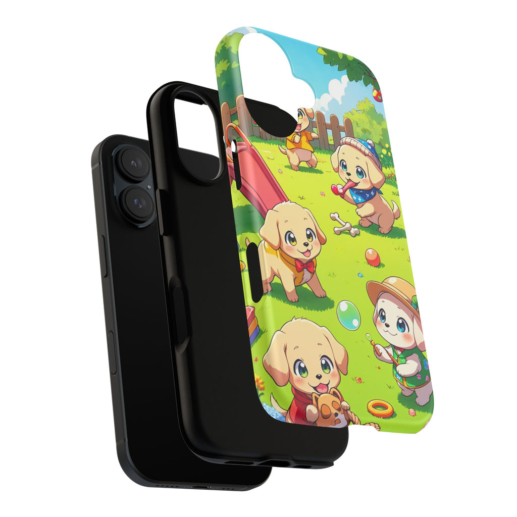 "The Puppy Party" Tough Case – Cute Anime Dogs in Outfits | Aesthetic Labrador Puppy Design for iPhone, Samsung, Pixel phones