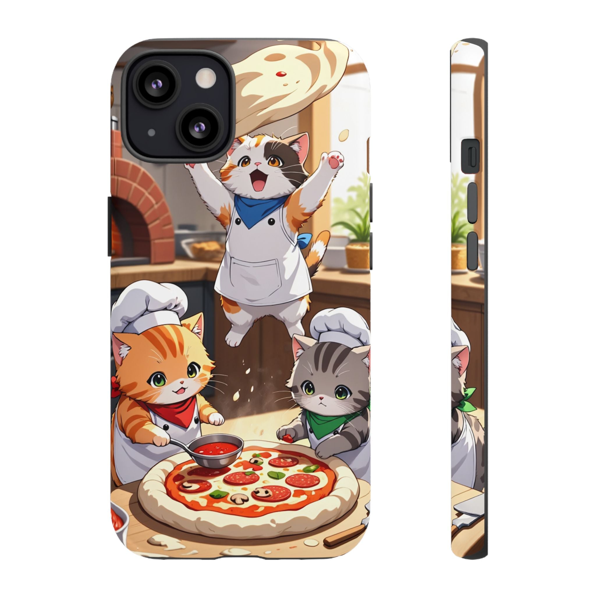 Anime Kitten Pizza Chef Phone Case - Cute Cat Art Cover for iPhone, Samsung, Pixel | Tough Cases