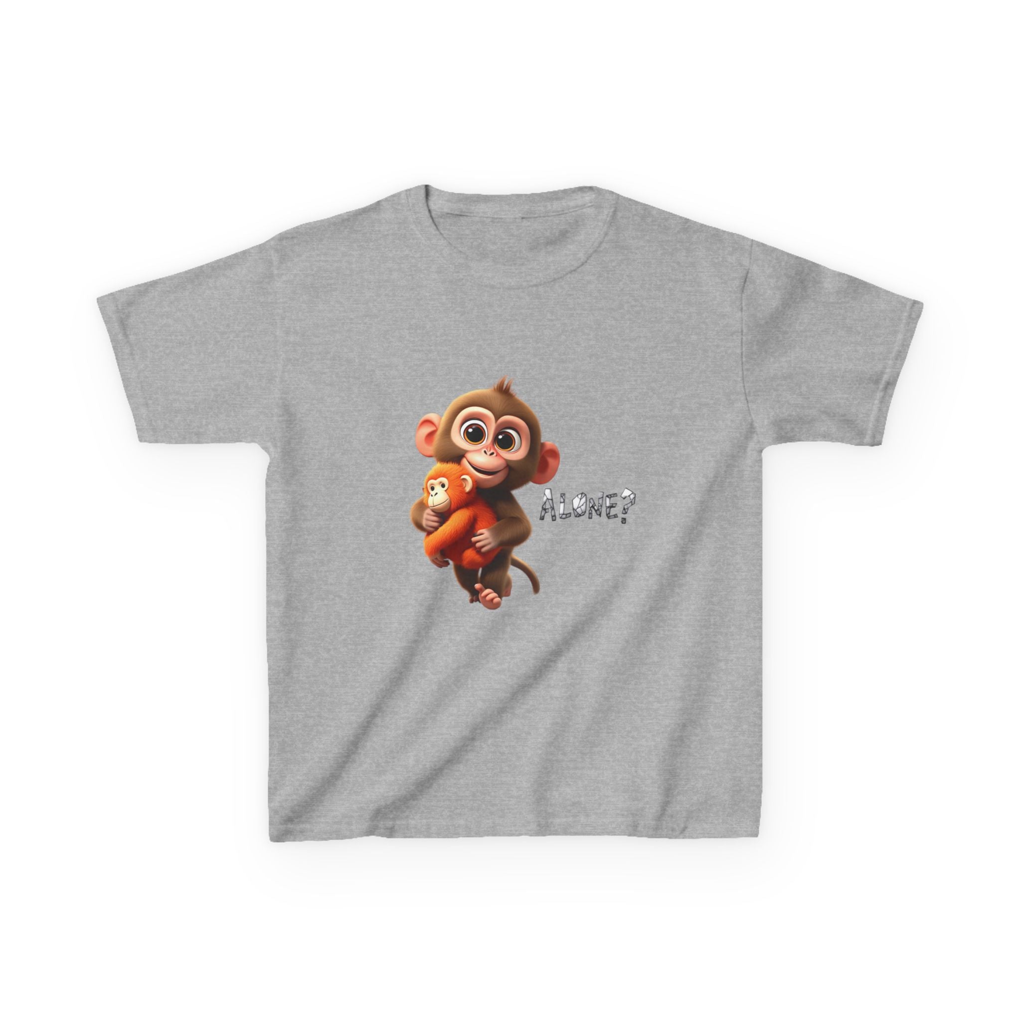 Cute 3D Macaque Monkey Kids Cotton T-Shirt – Funny Animal Graphic Tee for Boys & Girls | Trendy Kids Casual Wear | Kids Heavy Cotton™ Tee