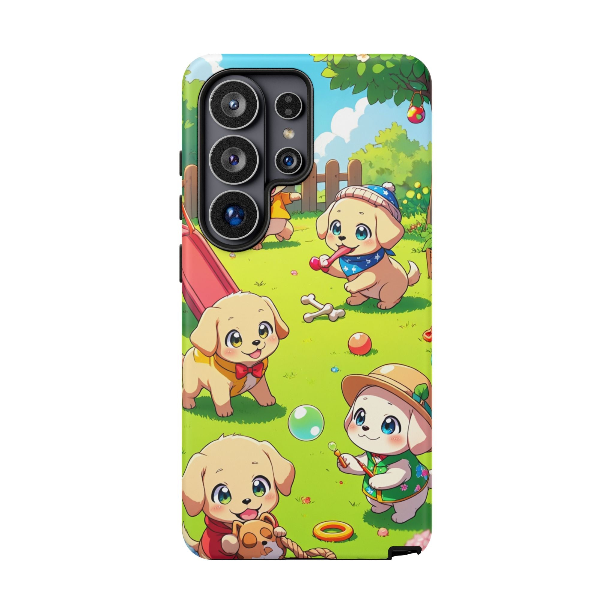 "The Puppy Party" Tough Case – Cute Anime Dogs in Outfits | Aesthetic Labrador Puppy Design for iPhone, Samsung, Pixel phones