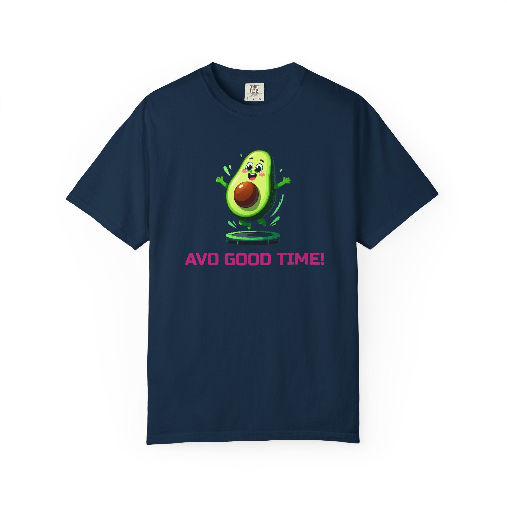 Avo Good Time! 🥑 Unisex Garment-Dyed T-Shirt | Cute Bouncing Avocado Cartoon Tee