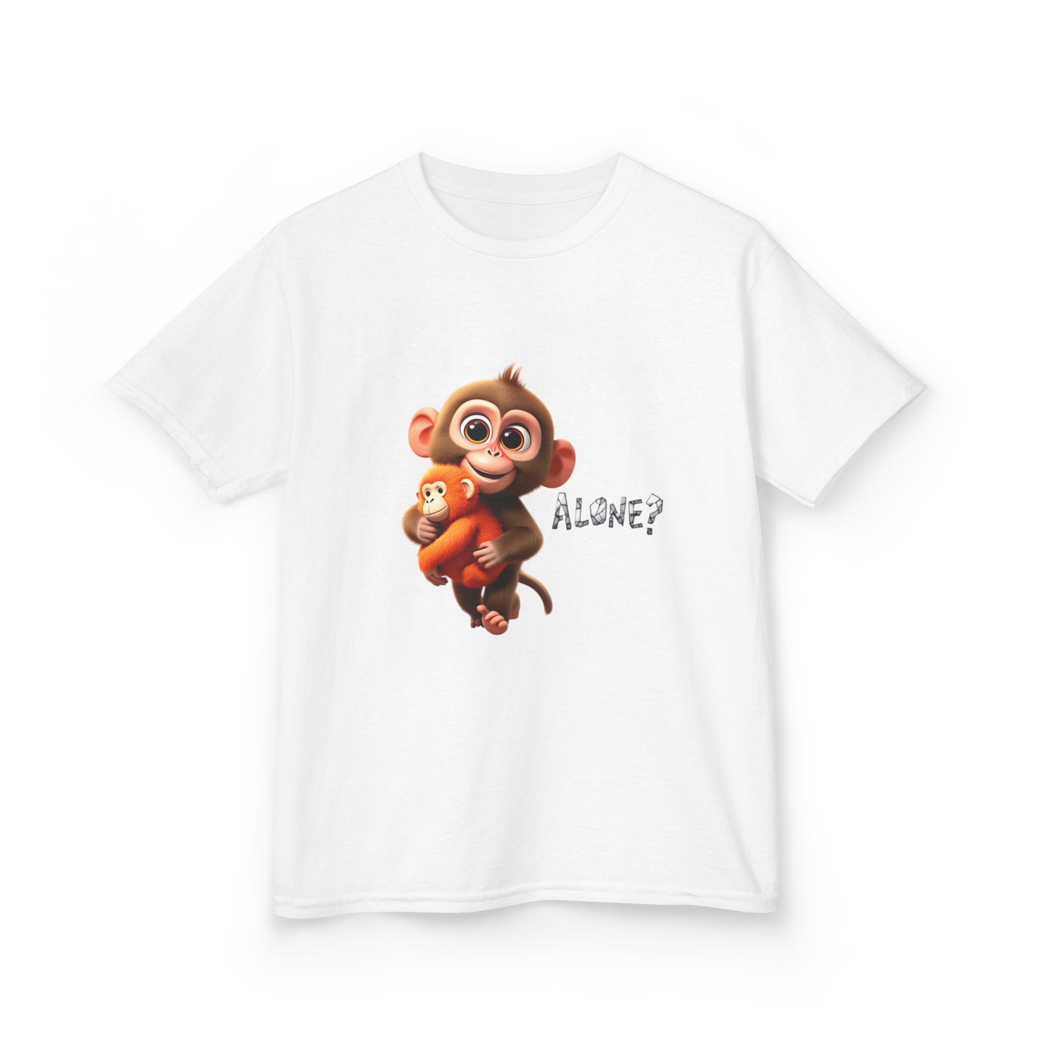 Cute 3D Macaque Monkey Kids Cotton T-Shirt – Funny Animal Graphic Tee for Boys & Girls | Trendy Kids Casual Wear | Kids Heavy Cotton™ Tee