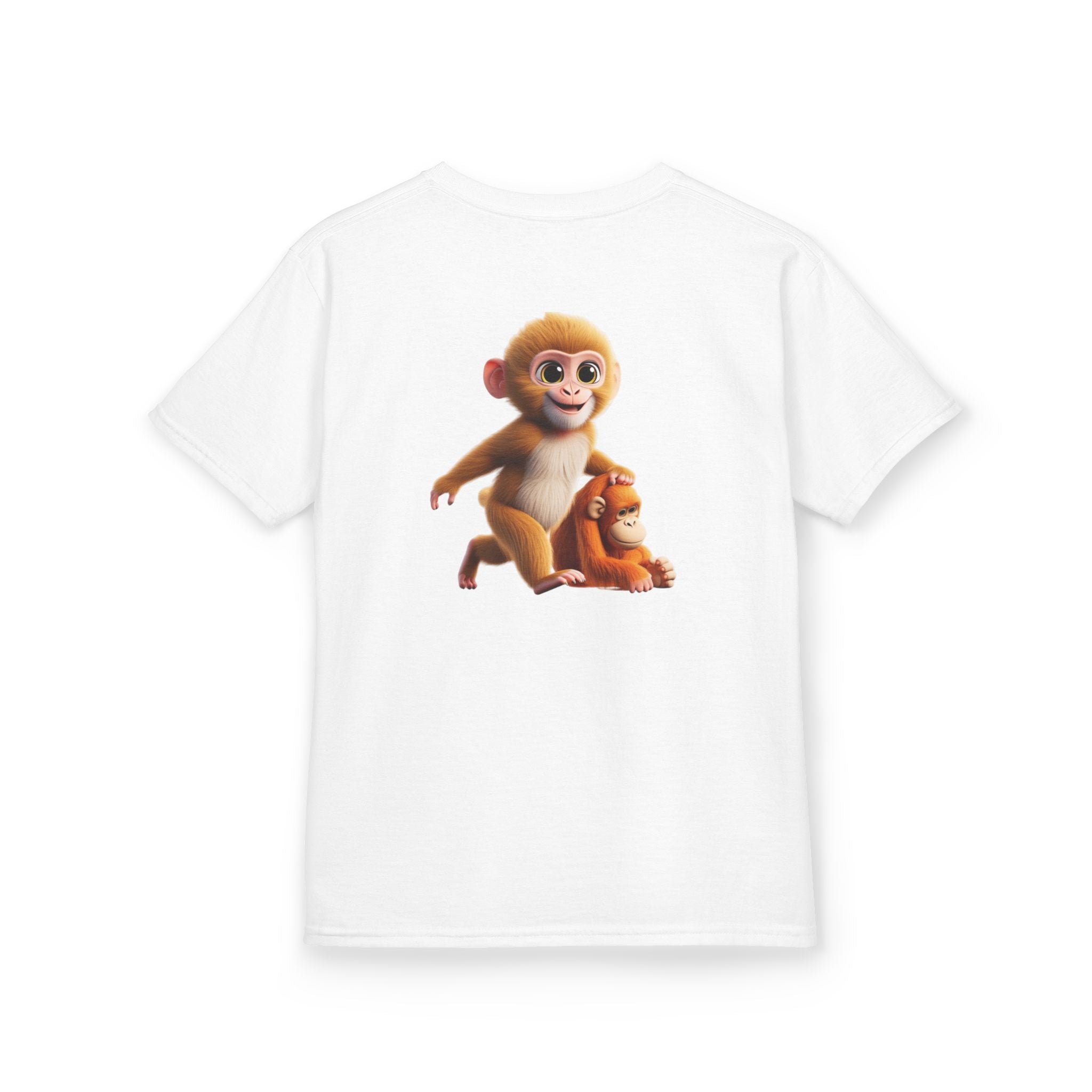 Cute 3D Macaque Monkey Kids Cotton T-Shirt – Funny Animal Graphic Tee for Boys & Girls | Trendy Kids Casual Wear | Kids Heavy Cotton™ Tee