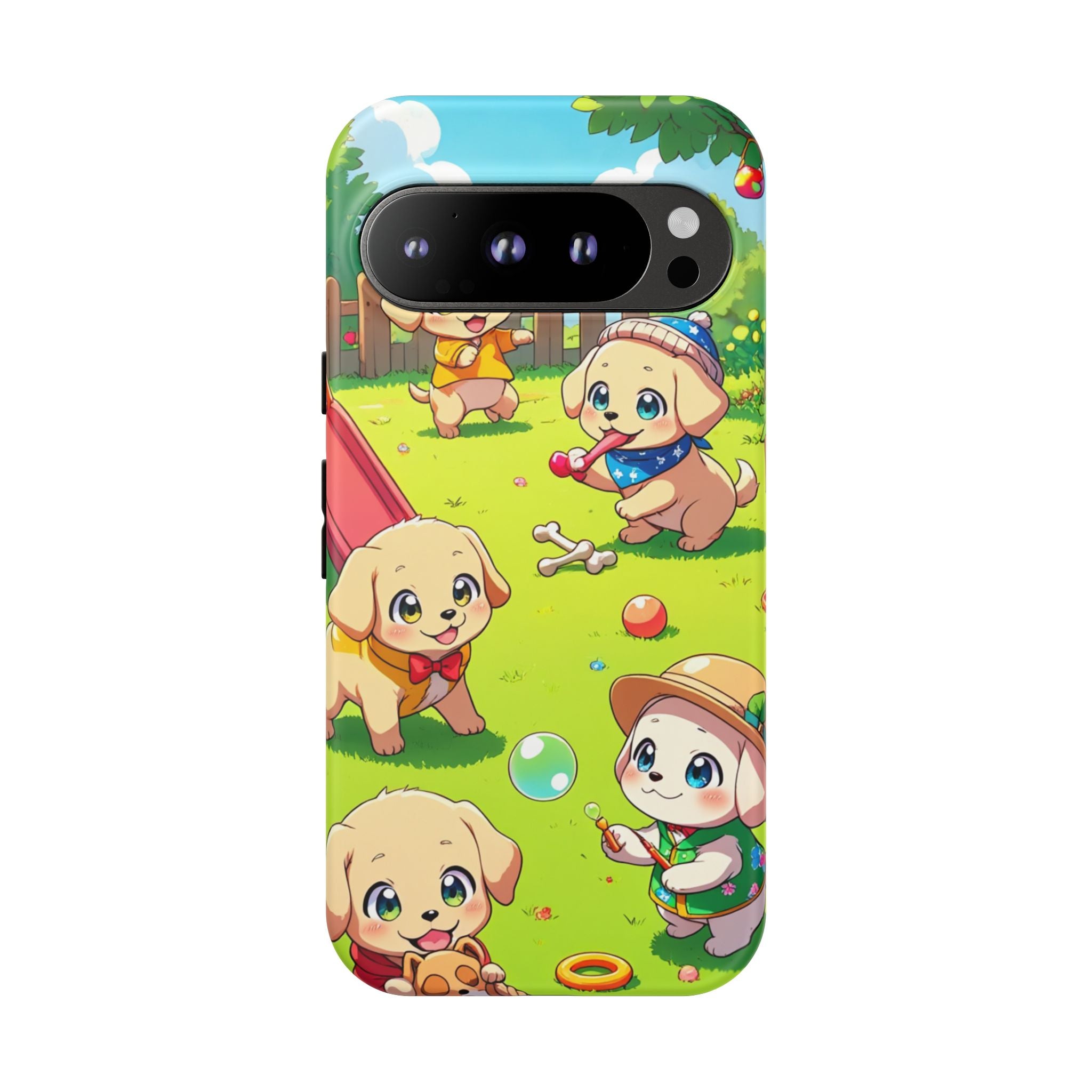 "The Puppy Party" Tough Case – Cute Anime Dogs in Outfits | Aesthetic Labrador Puppy Design for iPhone, Samsung, Pixel phones