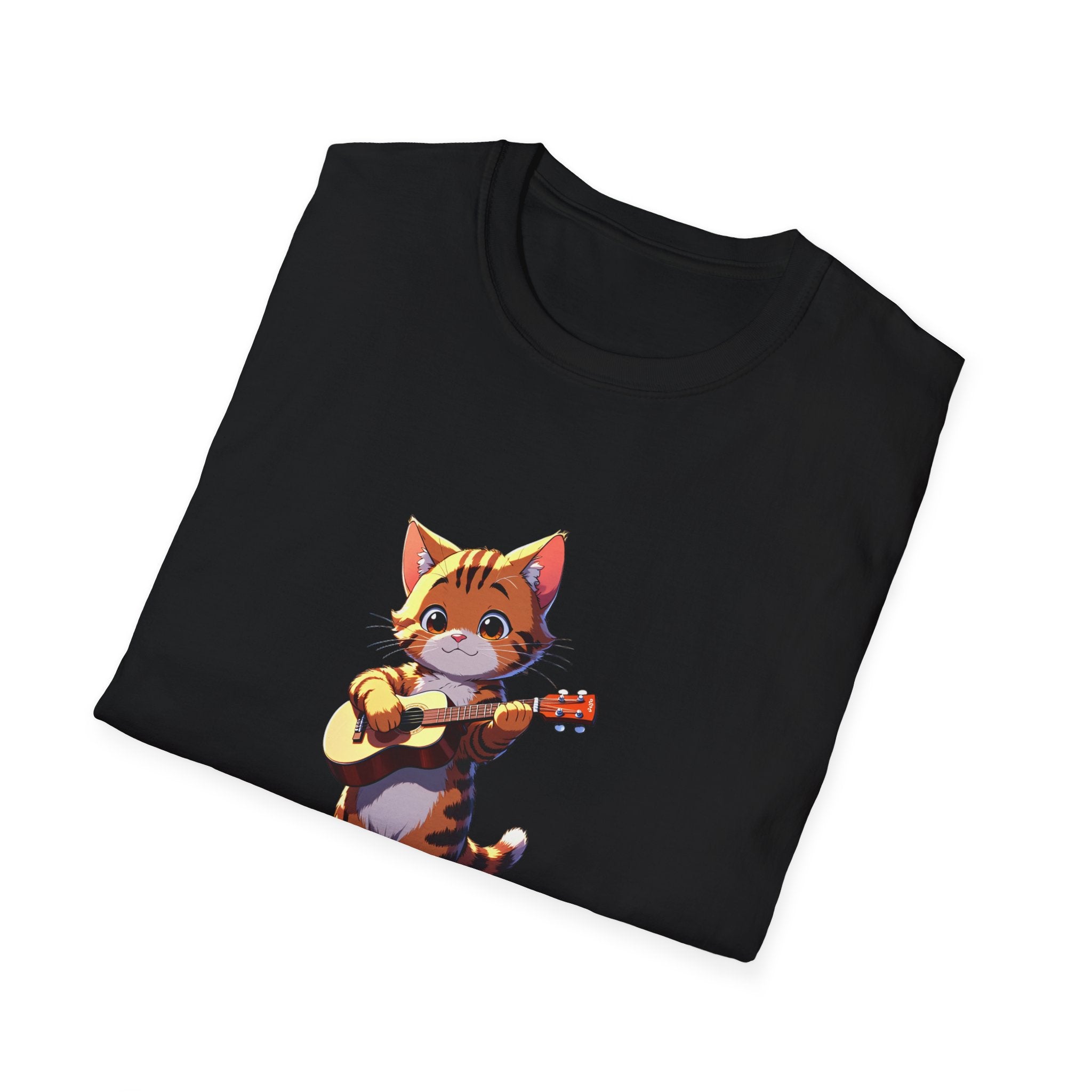Cat-arist Funny Cat Playing Guitar Unisex Softstyle T-Shirt | Cute Music Lover Tee | Gift for Cat Lovers (Unisex Softstyle T-Shirt)