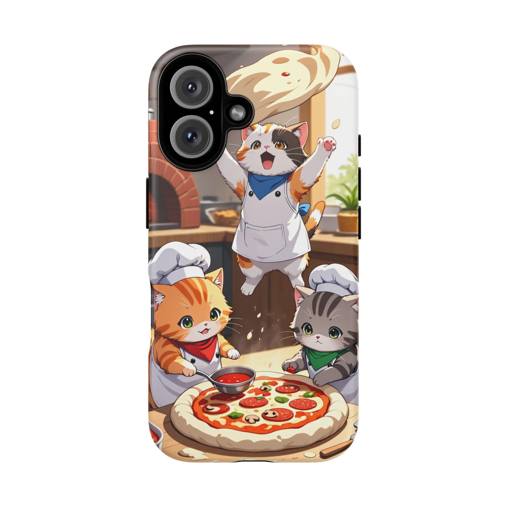 Anime Kitten Pizza Chef Phone Case - Cute Cat Art Cover for iPhone, Samsung, Pixel | Tough Cases
