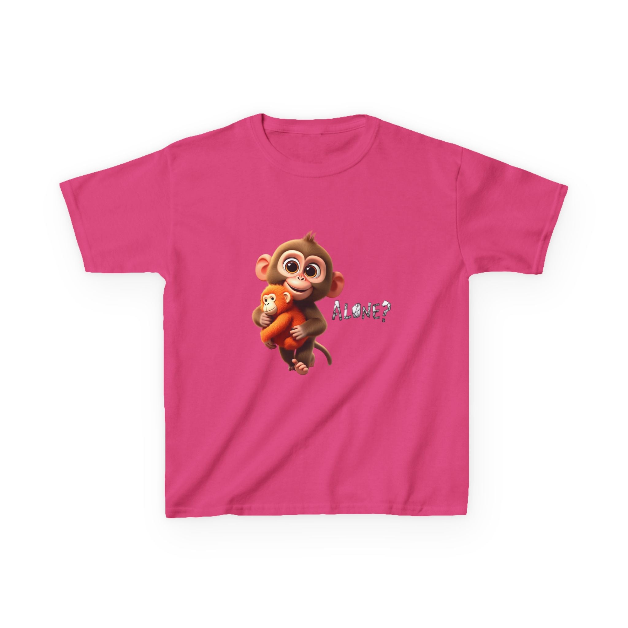 Cute 3D Macaque Monkey Kids Cotton T-Shirt – Funny Animal Graphic Tee for Boys & Girls | Trendy Kids Casual Wear | Kids Heavy Cotton™ Tee