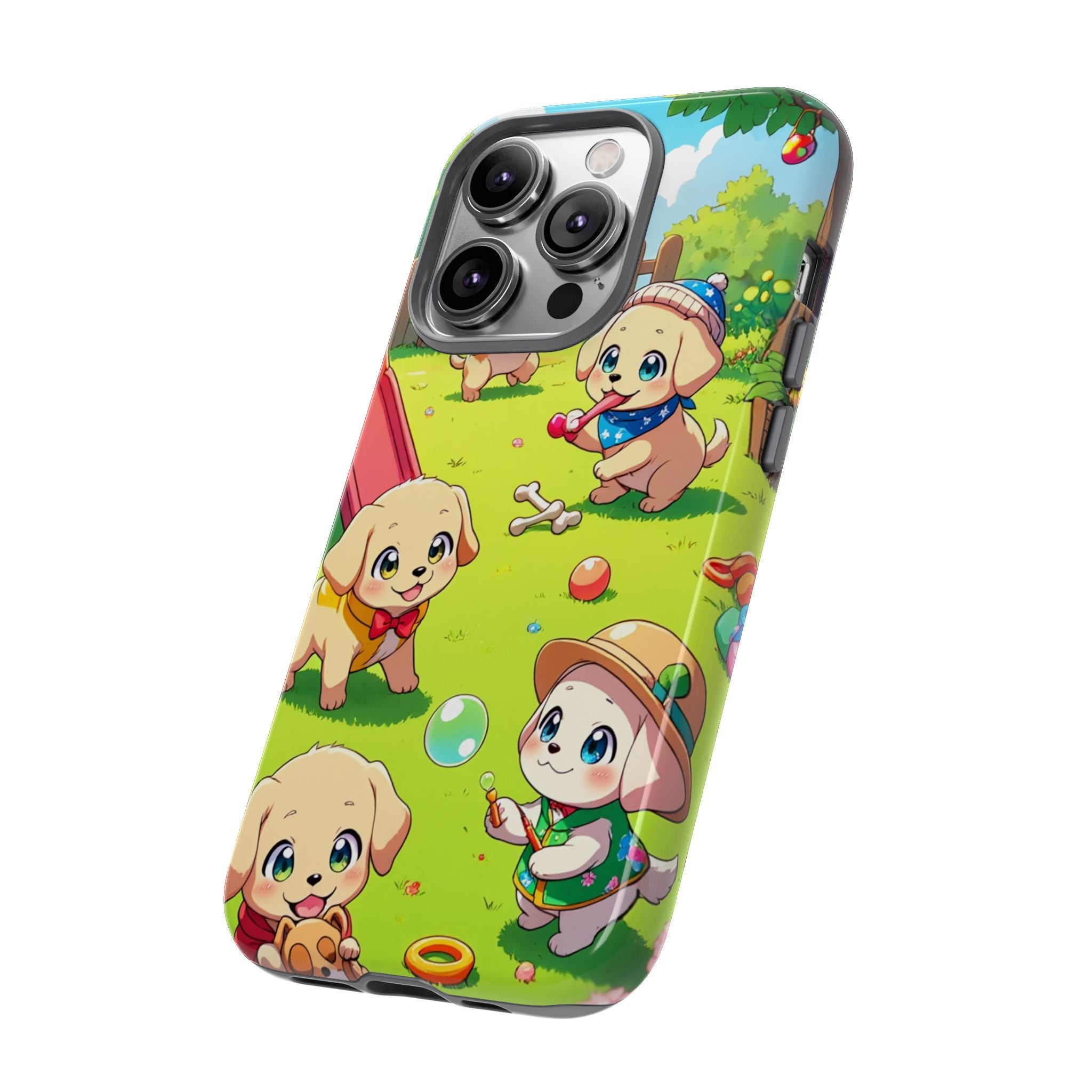 "The Puppy Party" Tough Case – Cute Anime Dogs in Outfits | Aesthetic Labrador Puppy Design for iPhone, Samsung, Pixel phones