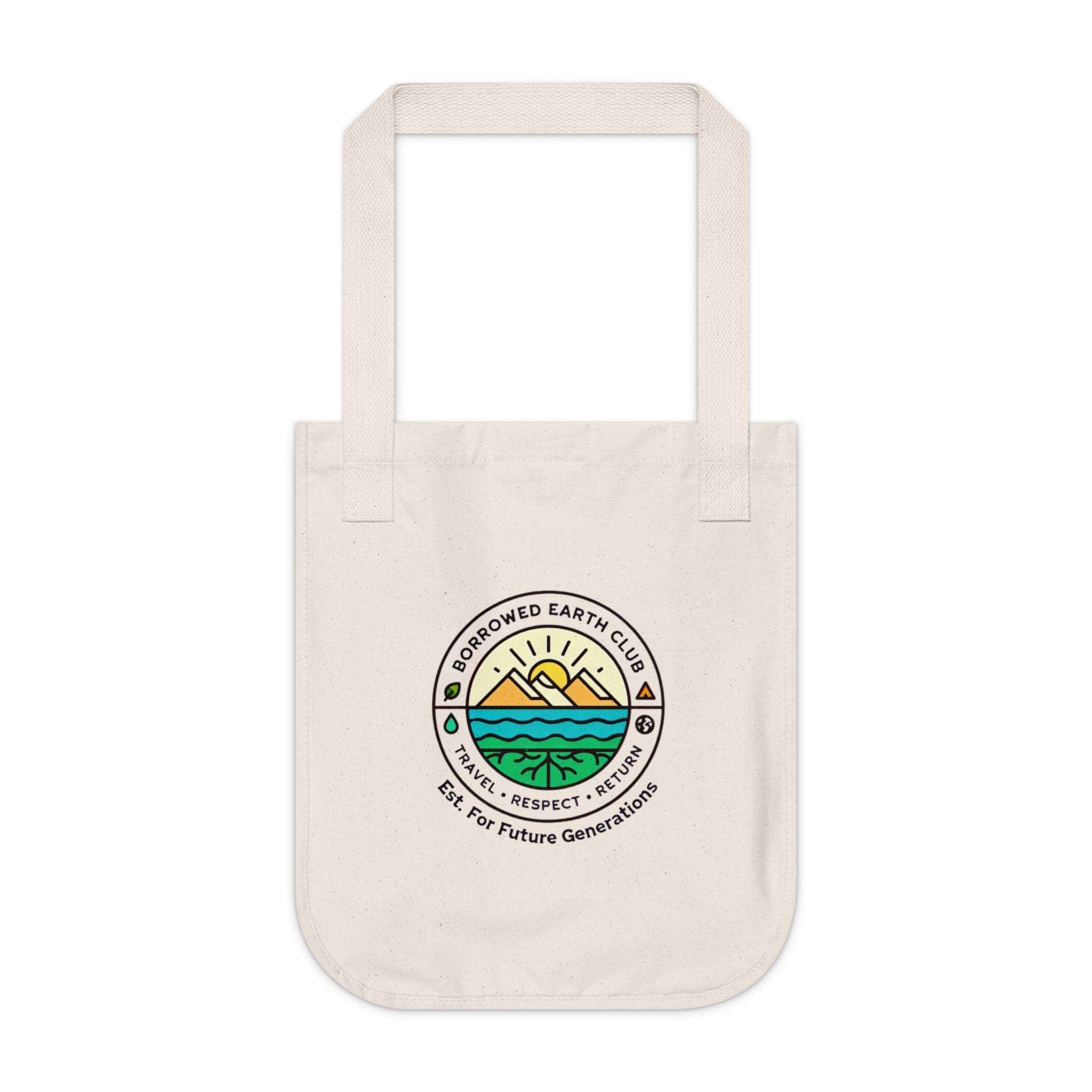 Borrowed Earth Club Organic Canvas Tote Bag – Eco Travel Reusable Bag, Sustainable Grocery Tote, Nature Lover Gift