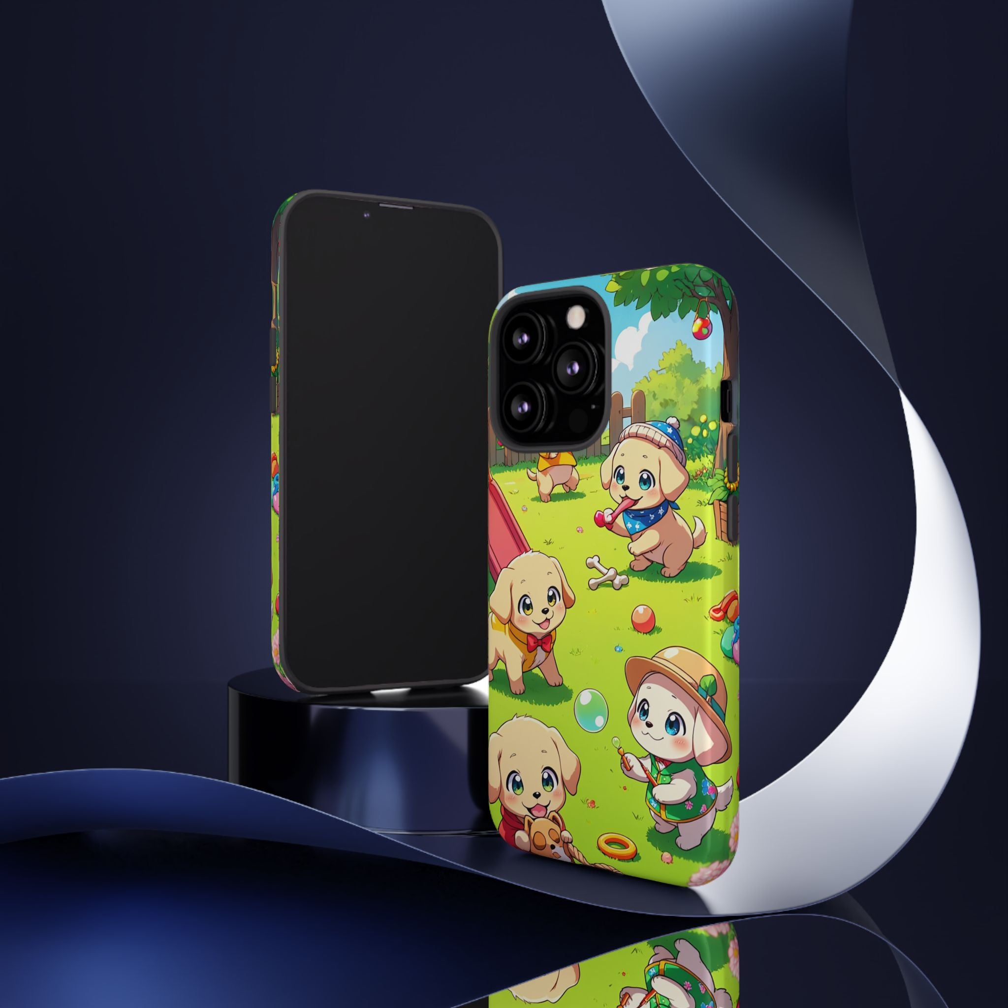"The Puppy Party" Tough Case – Cute Anime Dogs in Outfits | Aesthetic Labrador Puppy Design for iPhone, Samsung, Pixel phones