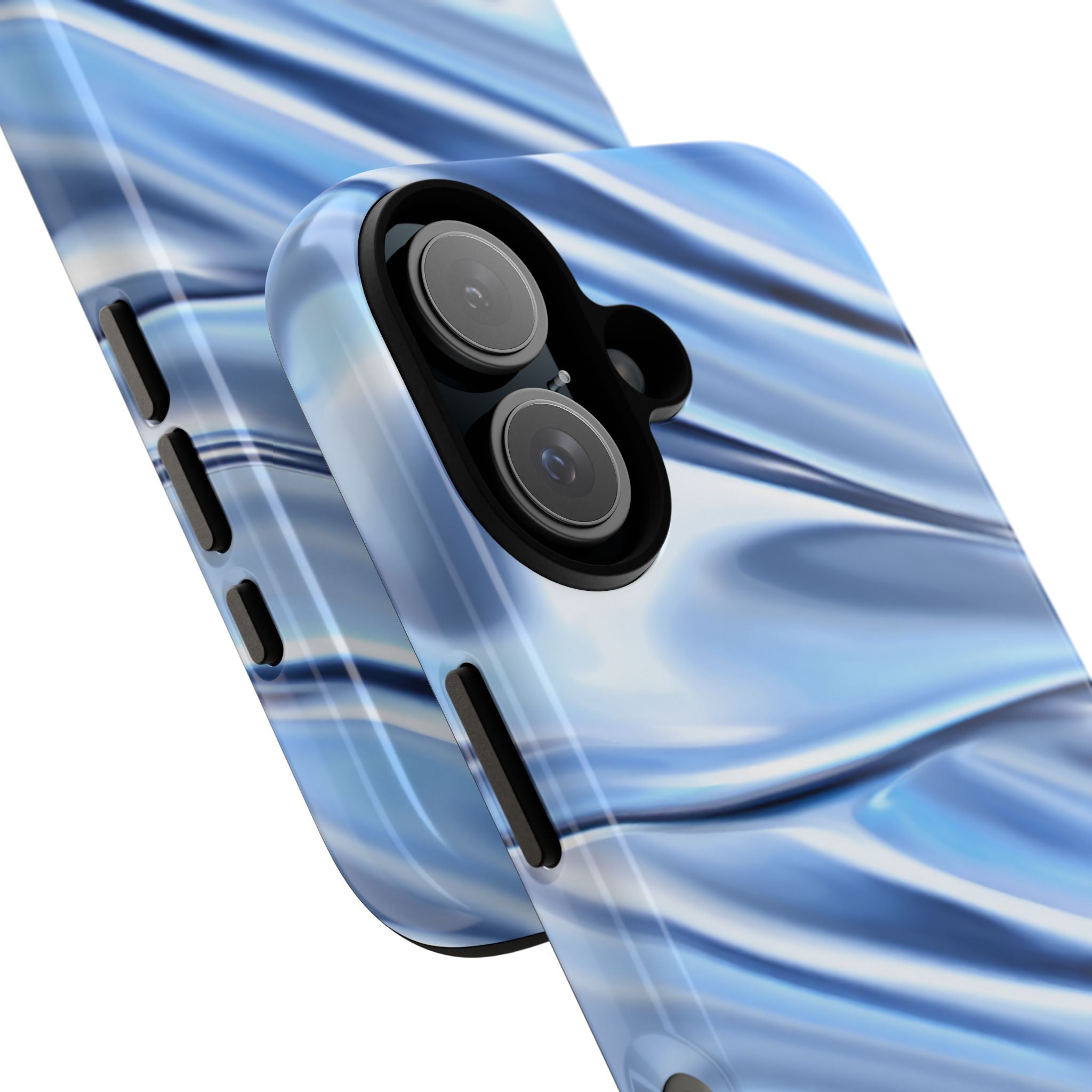 Chrome Liquid Waves Phone Case – Y2K Metallic Aesthetic iPhone Case, Silver 3D Glossy Abstract Trendy Cover | Tough Cases