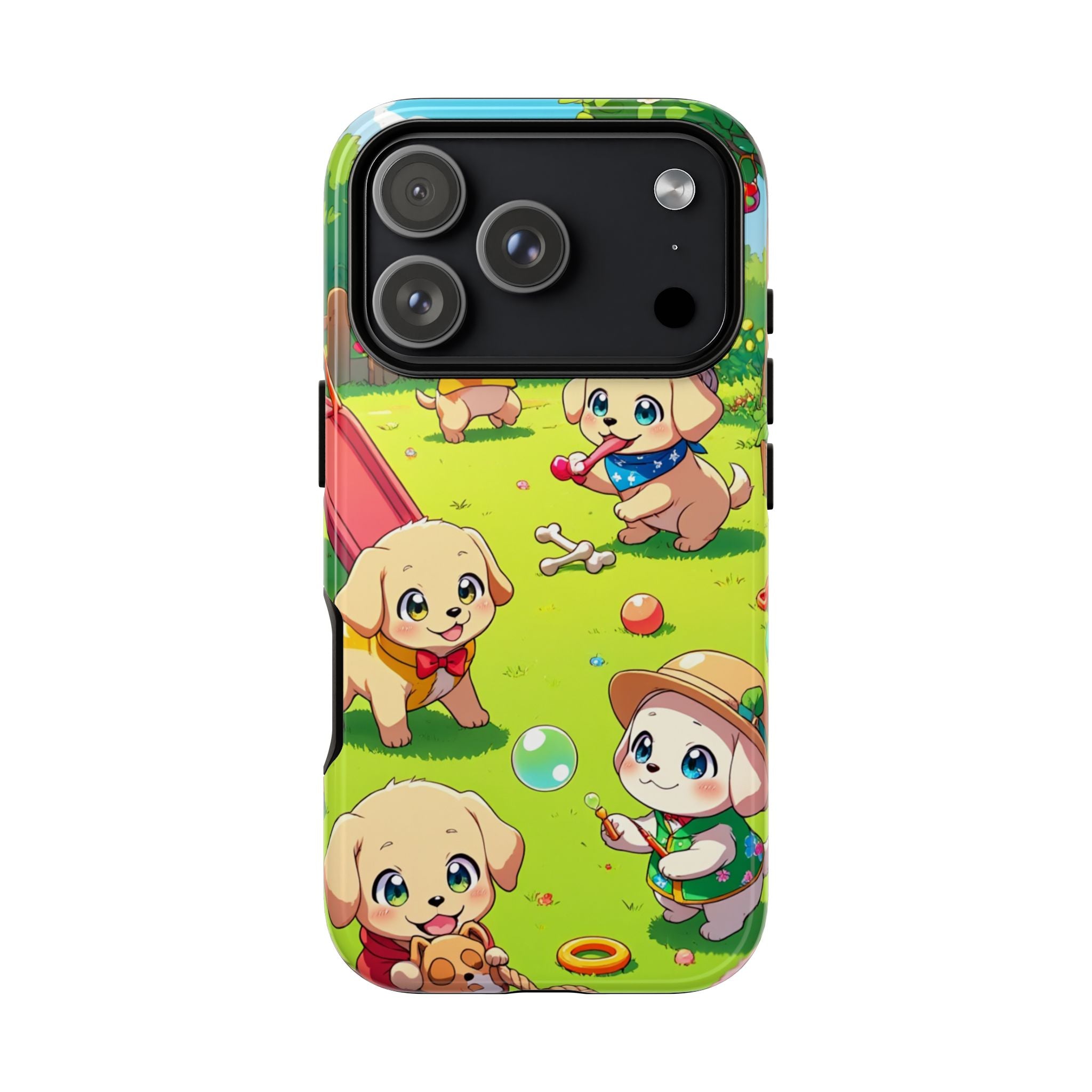 "The Puppy Party" Tough Case – Cute Anime Dogs in Outfits | Aesthetic Labrador Puppy Design for iPhone, Samsung, Pixel phones