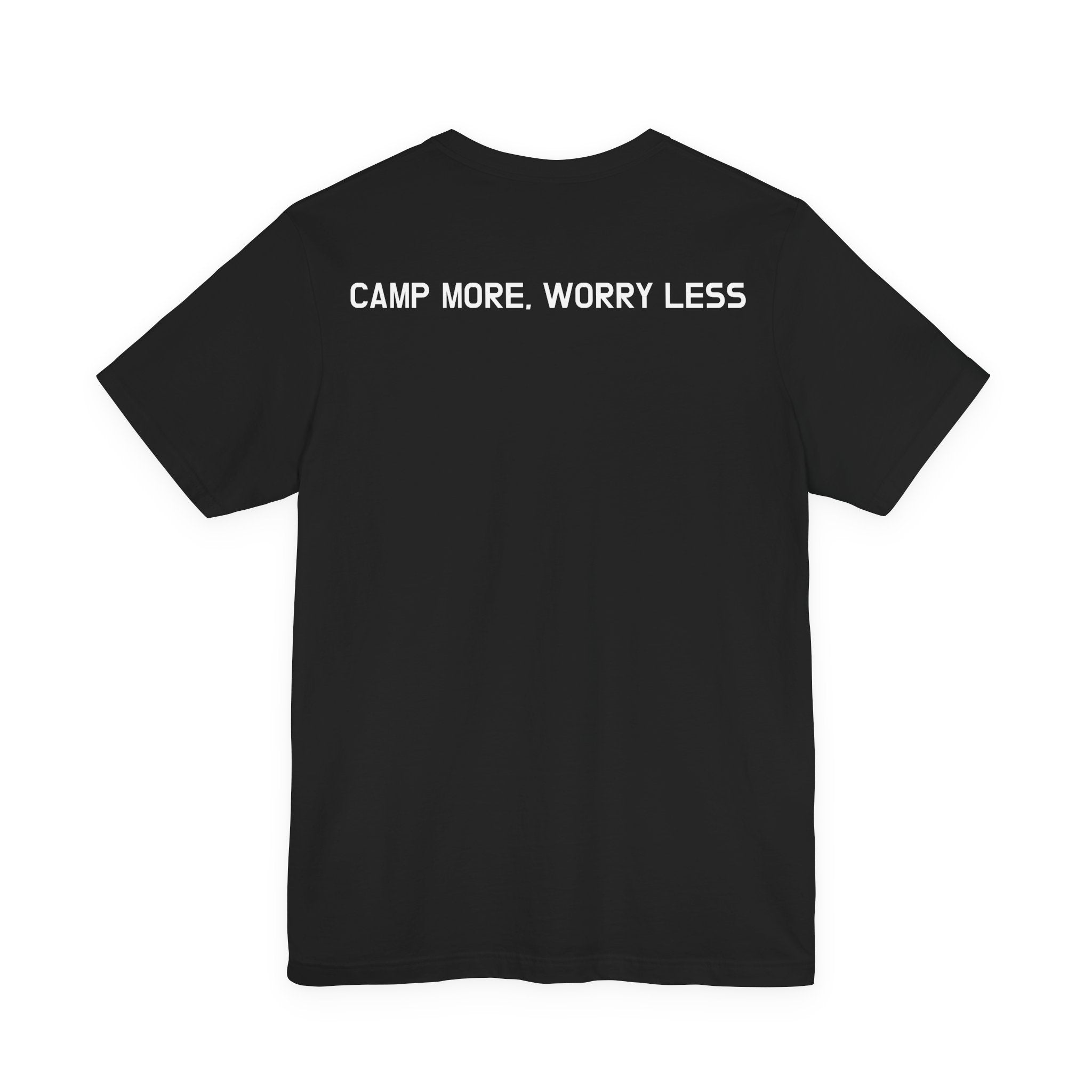 "Camp More Worry Less" Graphic Tee | Unisex Camping Hiking Outdoor T-Shirt  | Unisex Jersey Short Sleeve Tee