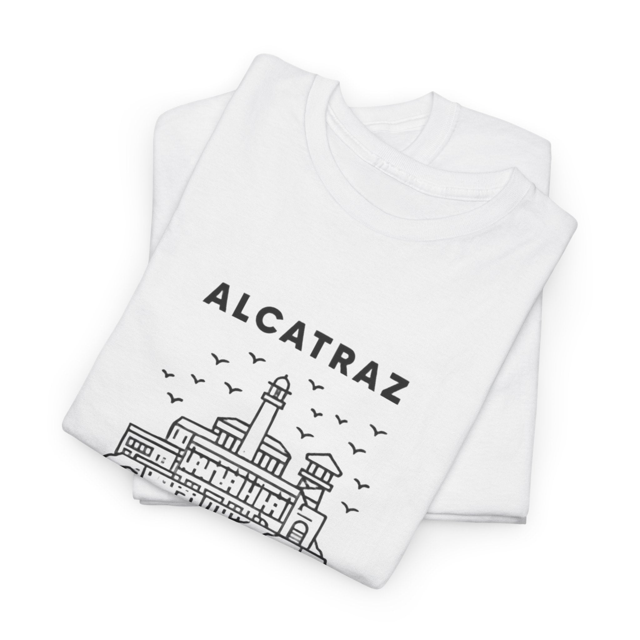 Alcatraz “No Way Out” Minimal Line Art T-Shirt – San Francisco Streetwear Graphic Tee (Unisex Heavy Cotton Tee)