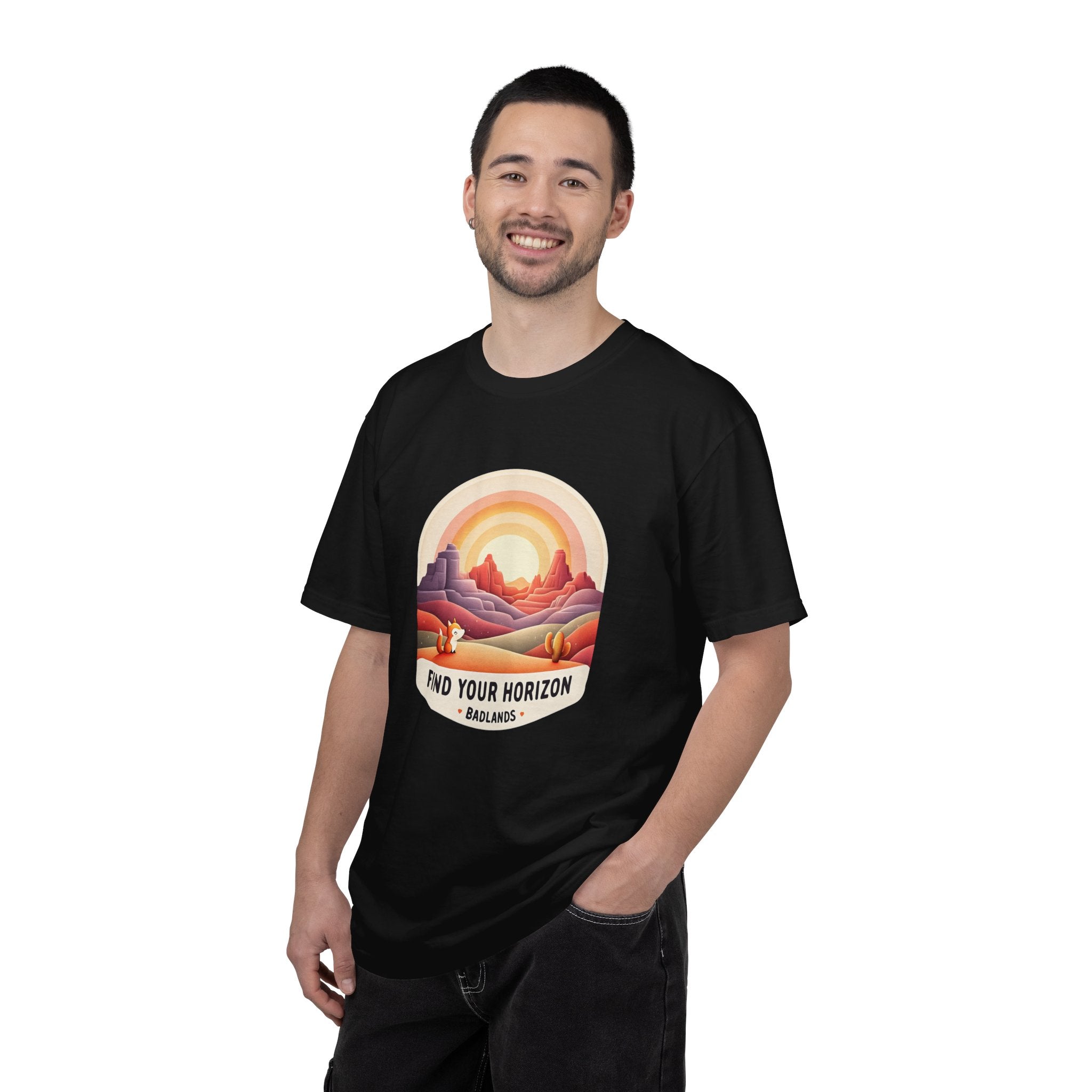 Badlands National Park T-Shirt – Find Your Horizon Aesthetic Desert Tee, Cute Sunset Graphic Unisex Garment-Dyed Shirt