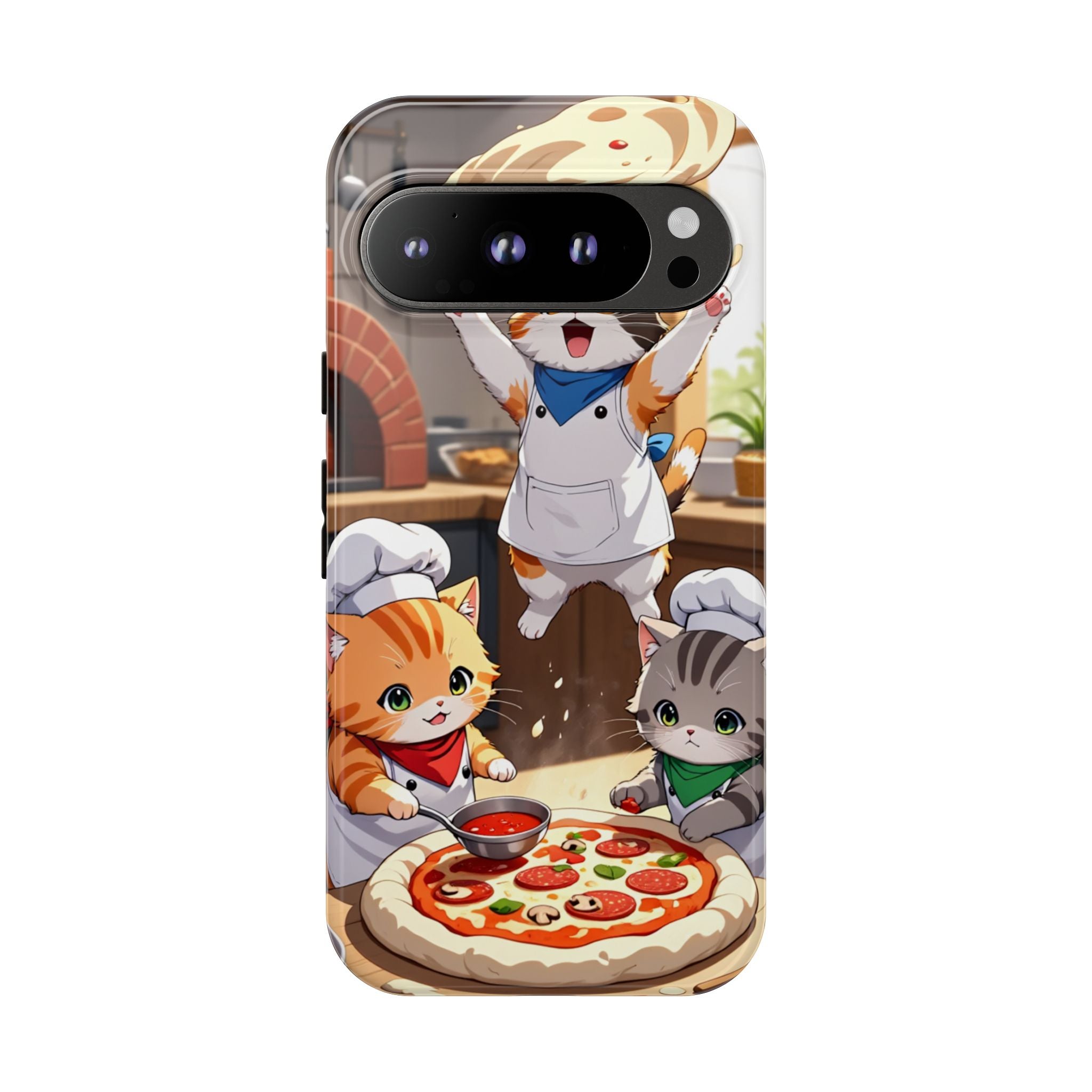 Anime Kitten Pizza Chef Phone Case - Cute Cat Art Cover for iPhone, Samsung, Pixel | Tough Cases