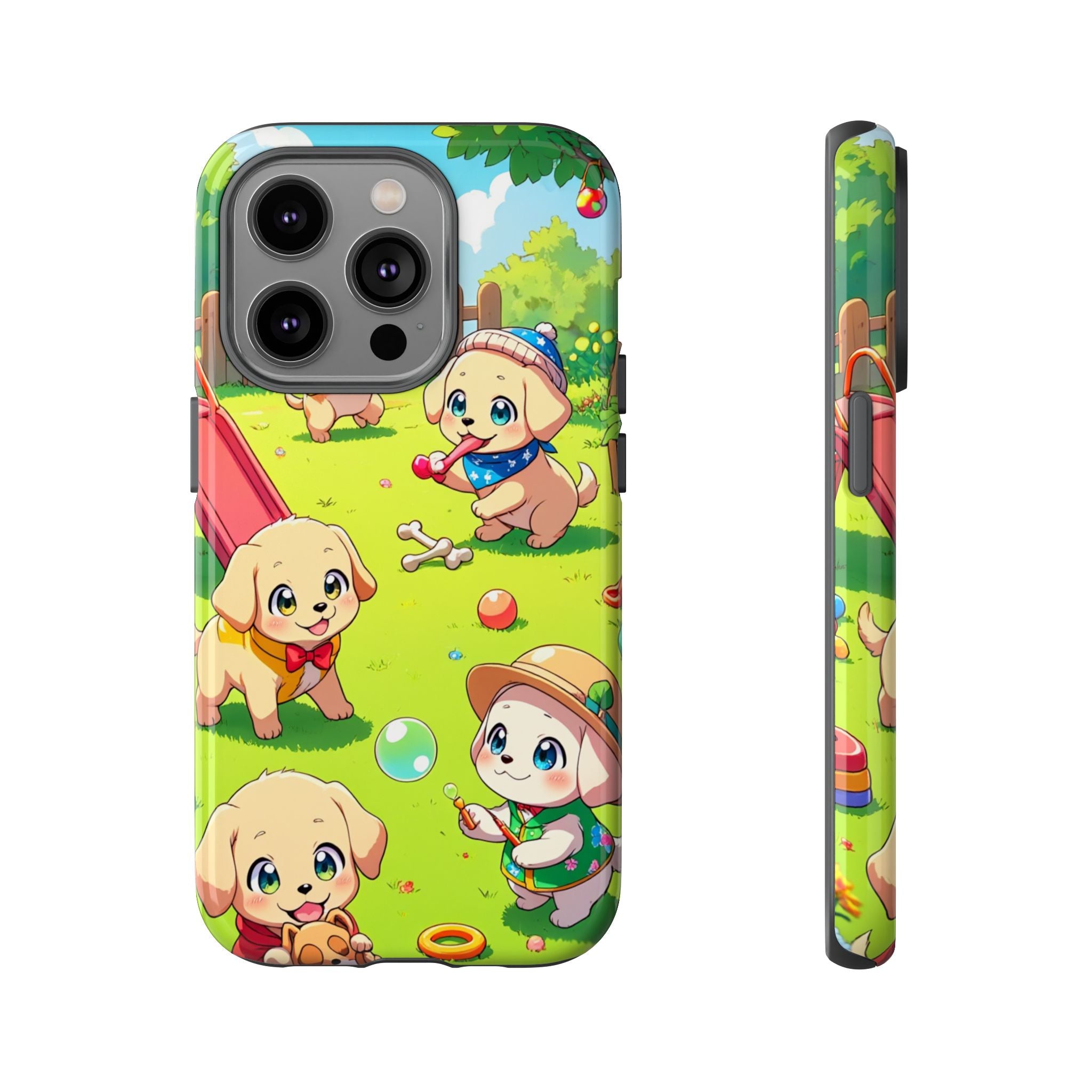 "The Puppy Party" Tough Case – Cute Anime Dogs in Outfits | Aesthetic Labrador Puppy Design for iPhone, Samsung, Pixel phones