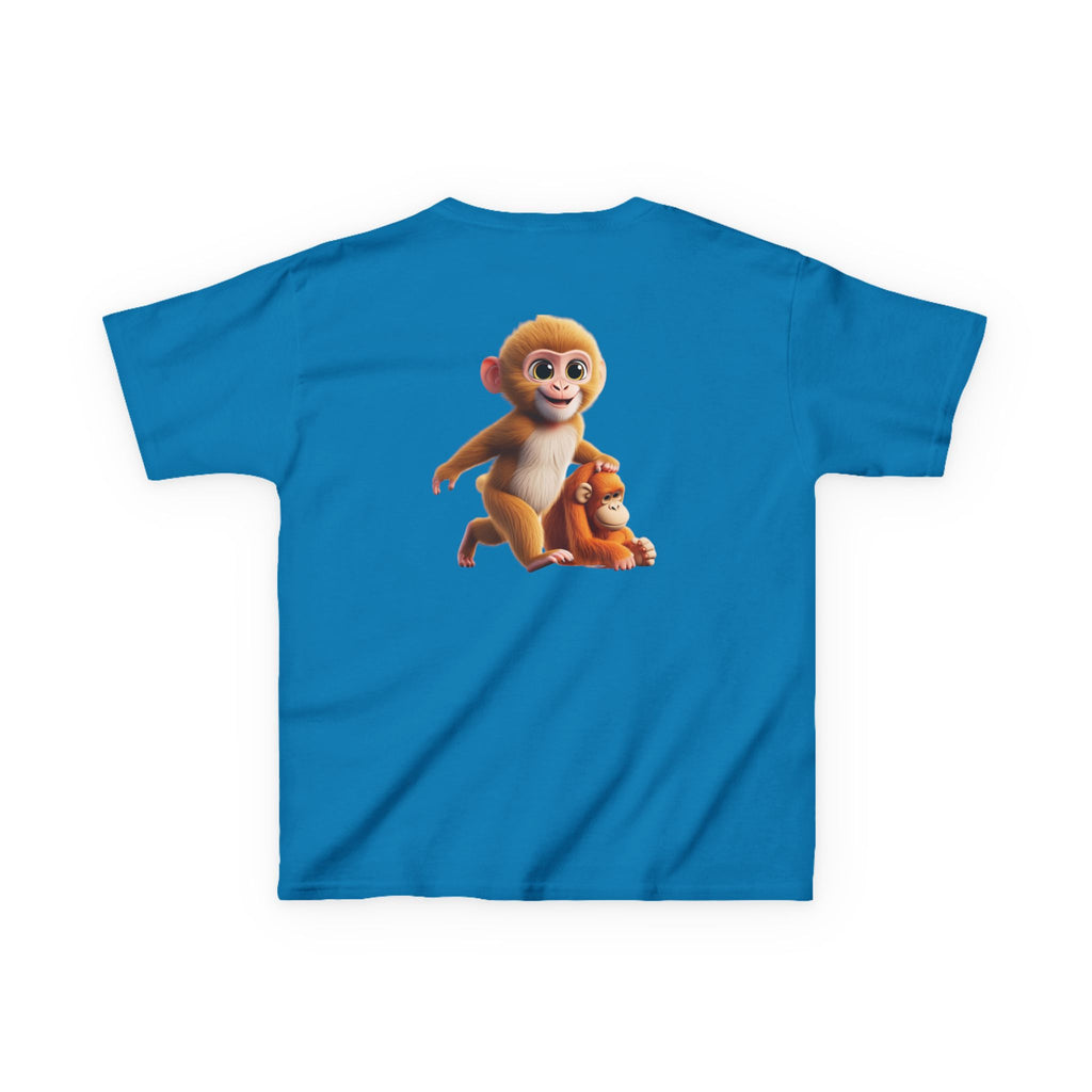 Cute 3D Macaque Monkey Kids Cotton T-Shirt – Funny Animal Graphic Tee for Boys & Girls | Trendy Kids Casual Wear | Kids Heavy Cotton™ Tee