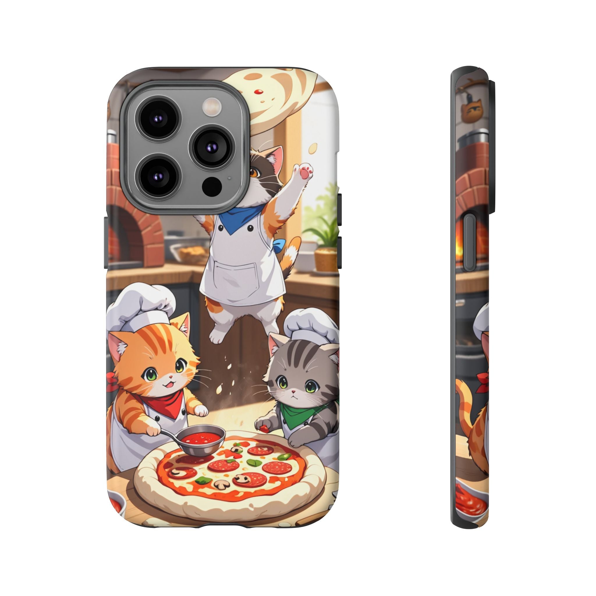 Anime Kitten Pizza Chef Phone Case - Cute Cat Art Cover for iPhone, Samsung, Pixel | Tough Cases