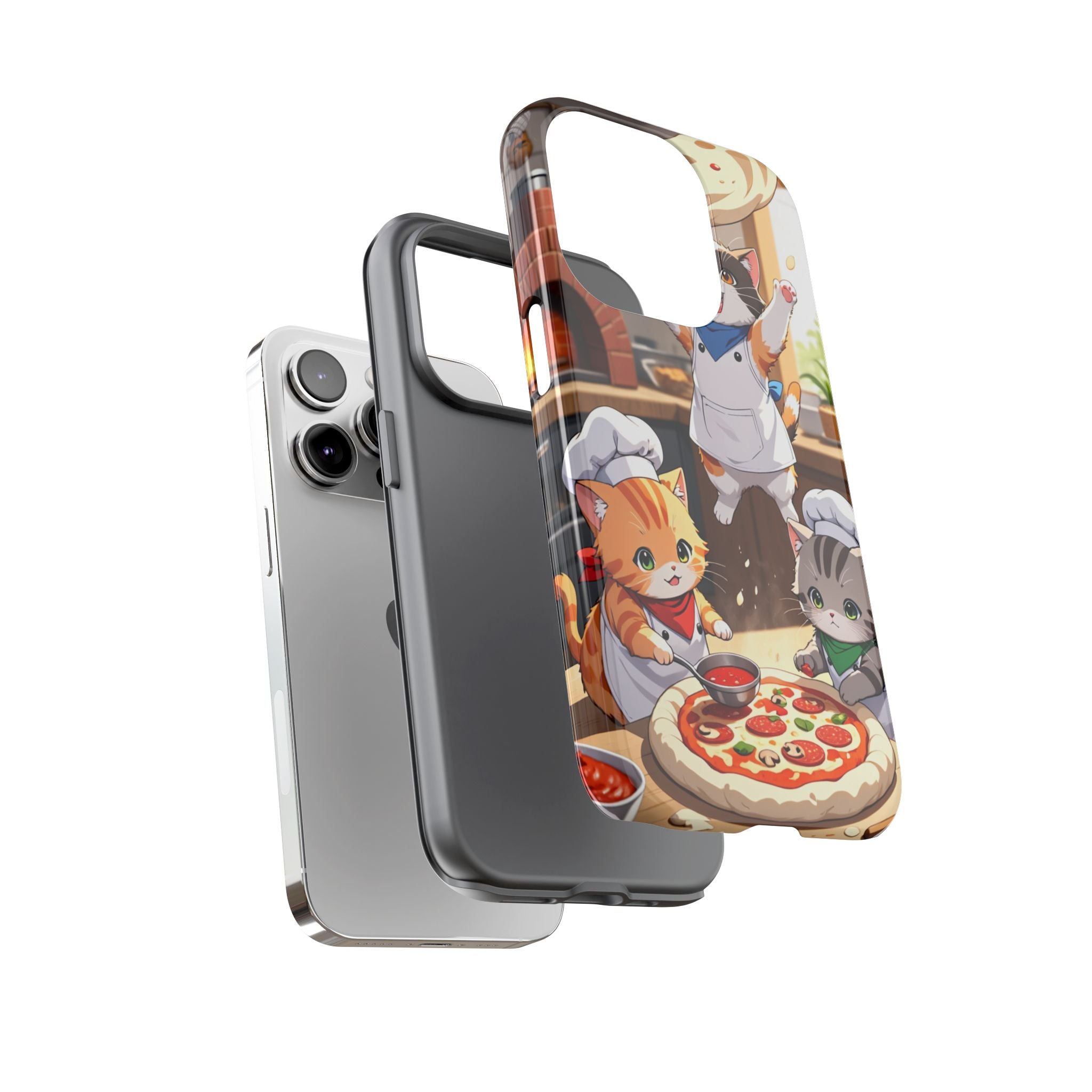 Anime Kitten Pizza Chef Phone Case - Cute Cat Art Cover for iPhone, Samsung, Pixel | Tough Cases