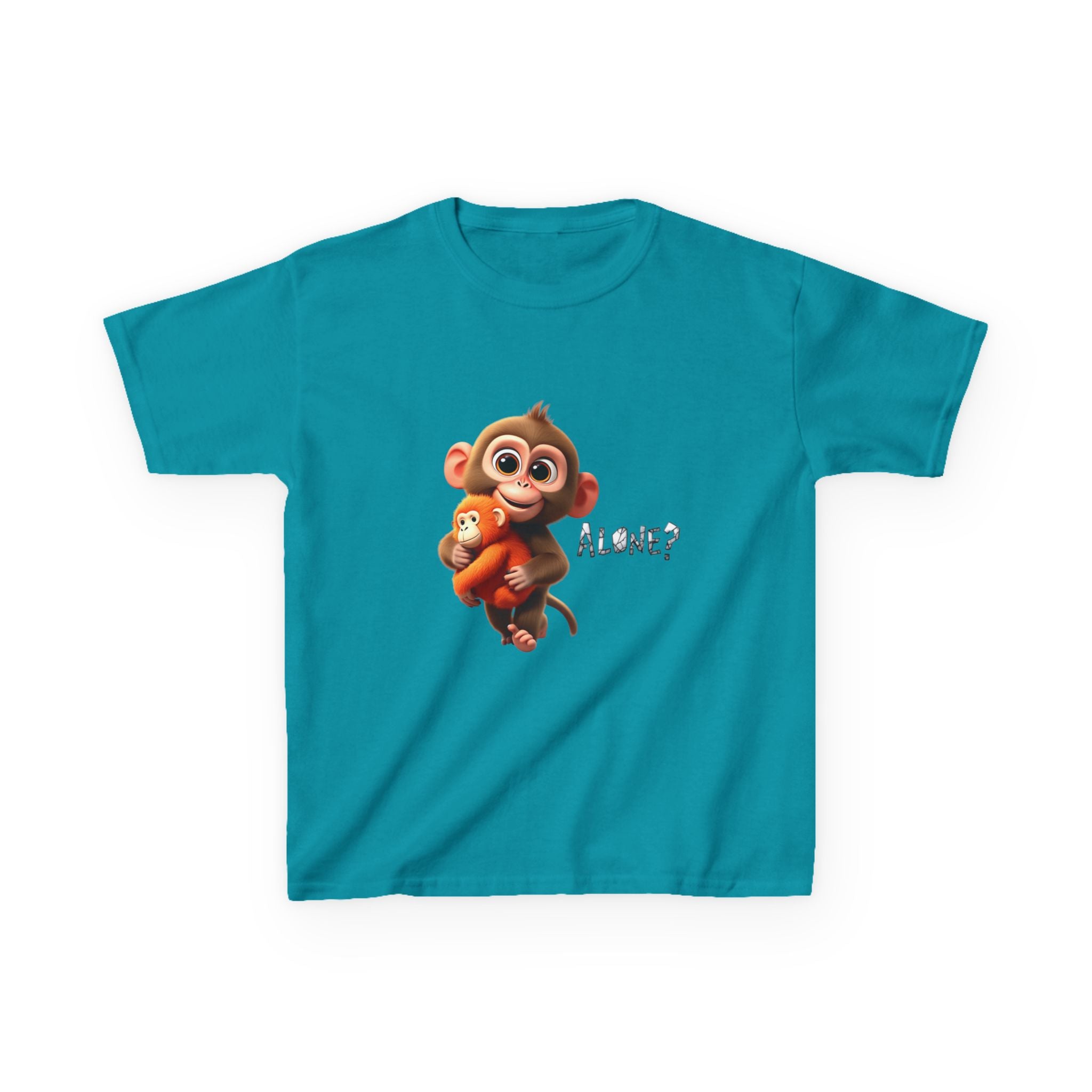 Cute 3D Macaque Monkey Kids Cotton T-Shirt – Funny Animal Graphic Tee for Boys & Girls | Trendy Kids Casual Wear | Kids Heavy Cotton™ Tee