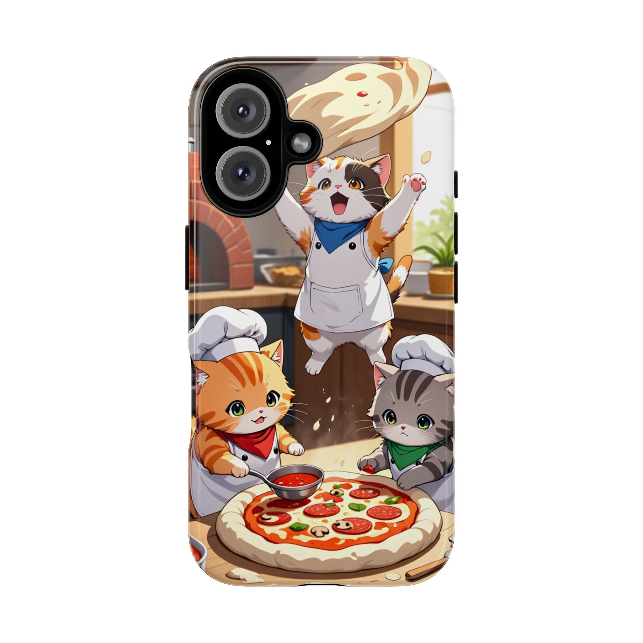 Anime Kitten Pizza Chef Phone Case - Cute Cat Art Cover for iPhone, Samsung, Pixel | Tough Cases