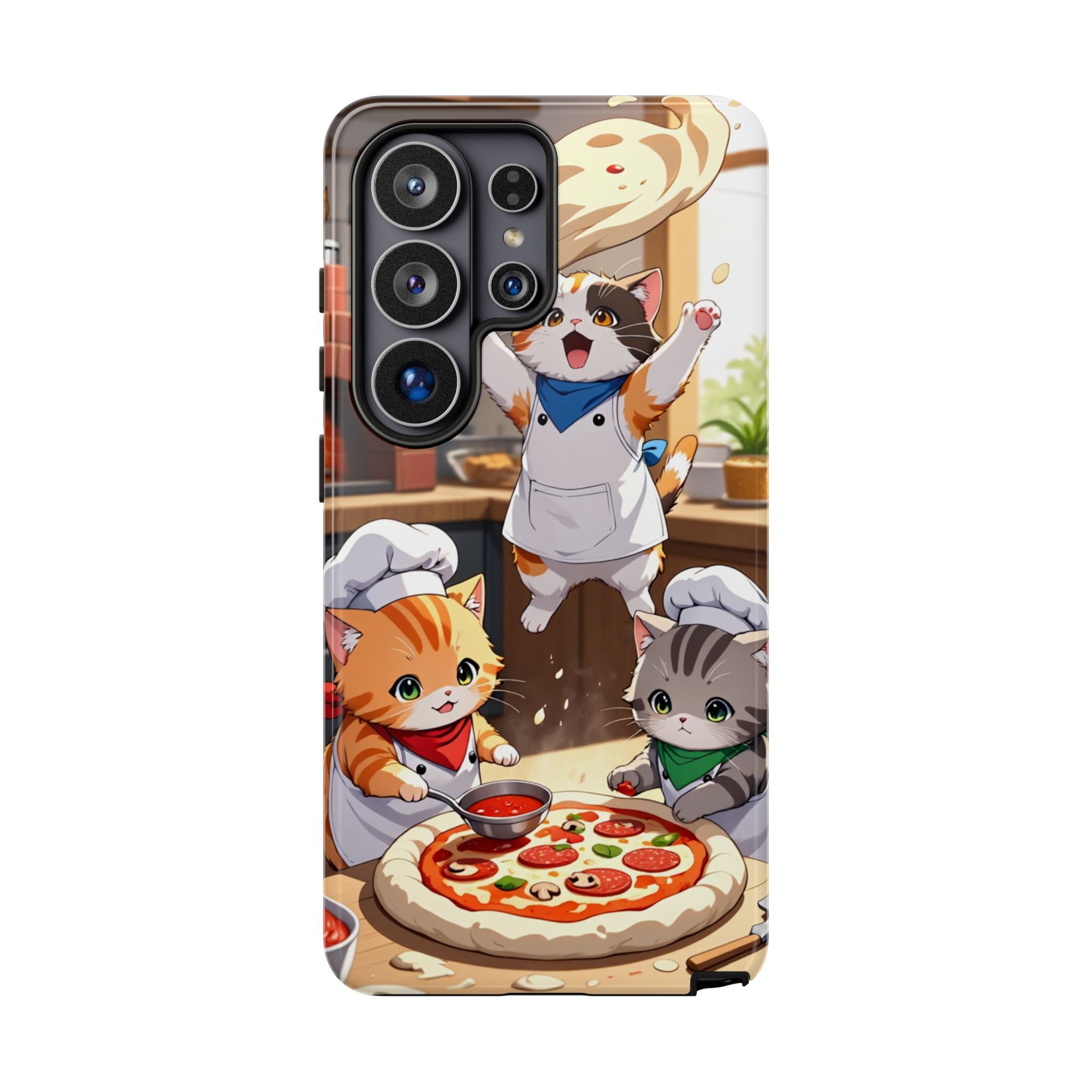 Anime Kitten Pizza Chef Phone Case - Cute Cat Art Cover for iPhone, Samsung, Pixel | Tough Cases