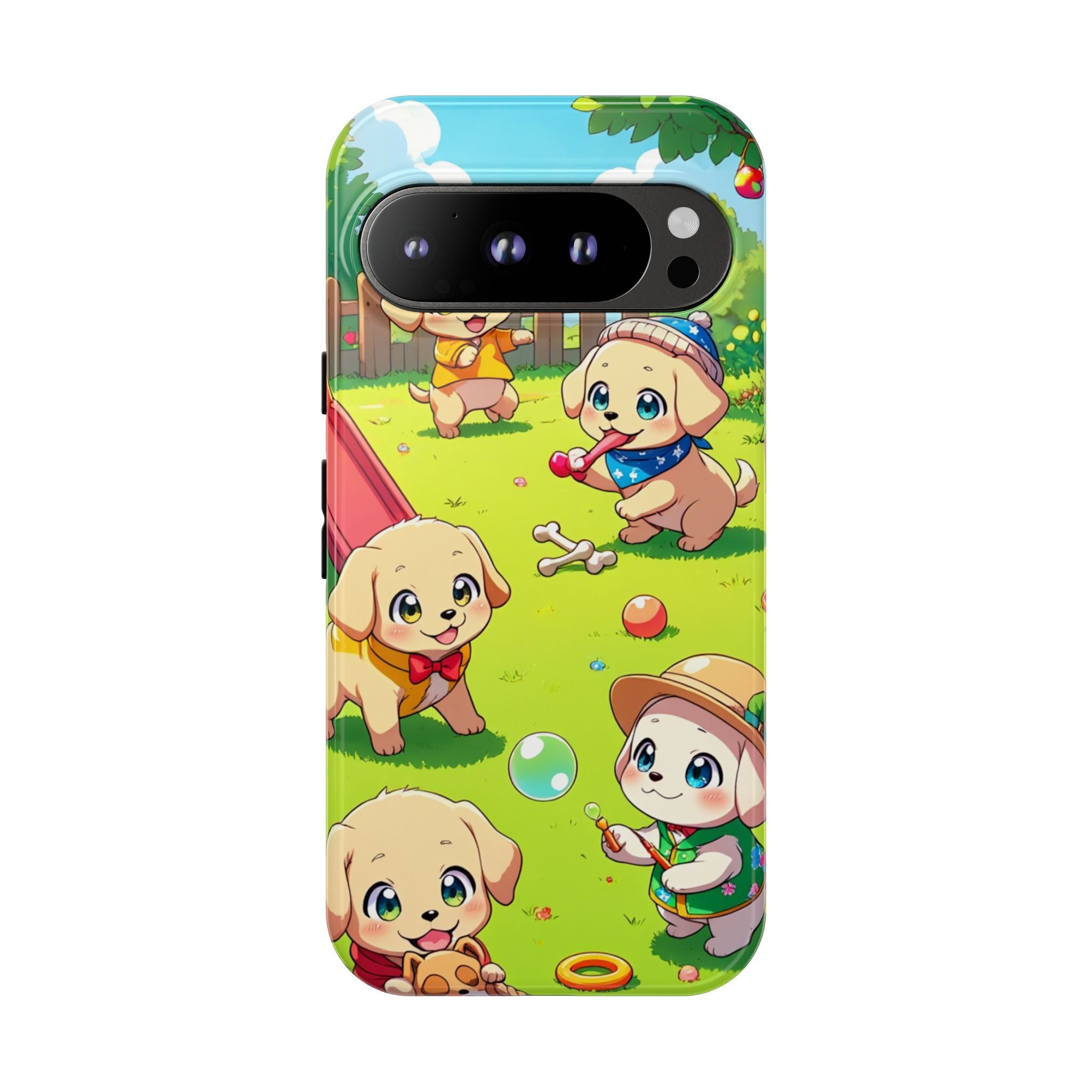 "The Puppy Party" Tough Case – Cute Anime Dogs in Outfits | Aesthetic Labrador Puppy Design for iPhone, Samsung, Pixel phones