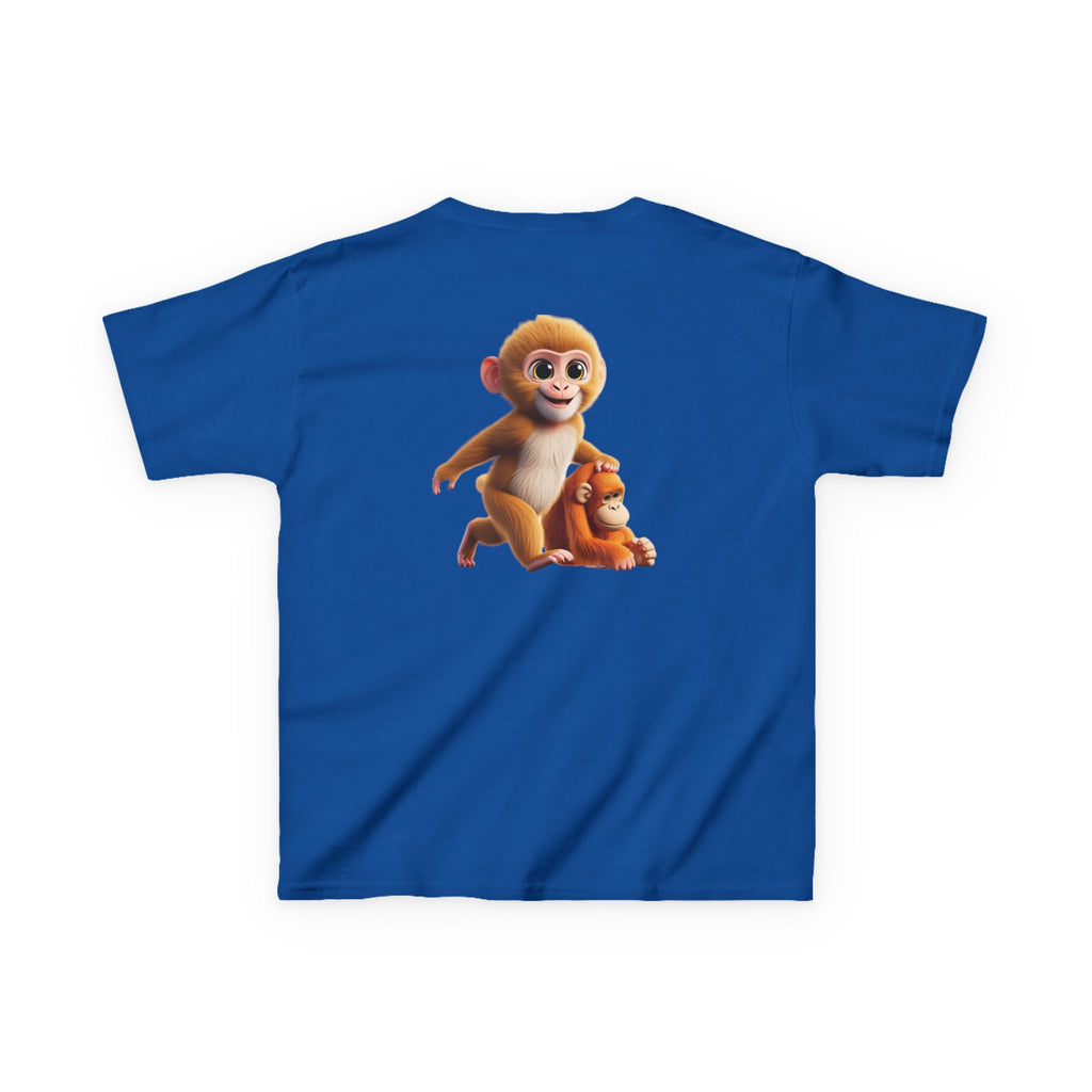 Cute 3D Macaque Monkey Kids Cotton T-Shirt – Funny Animal Graphic Tee for Boys & Girls | Trendy Kids Casual Wear | Kids Heavy Cotton™ Tee