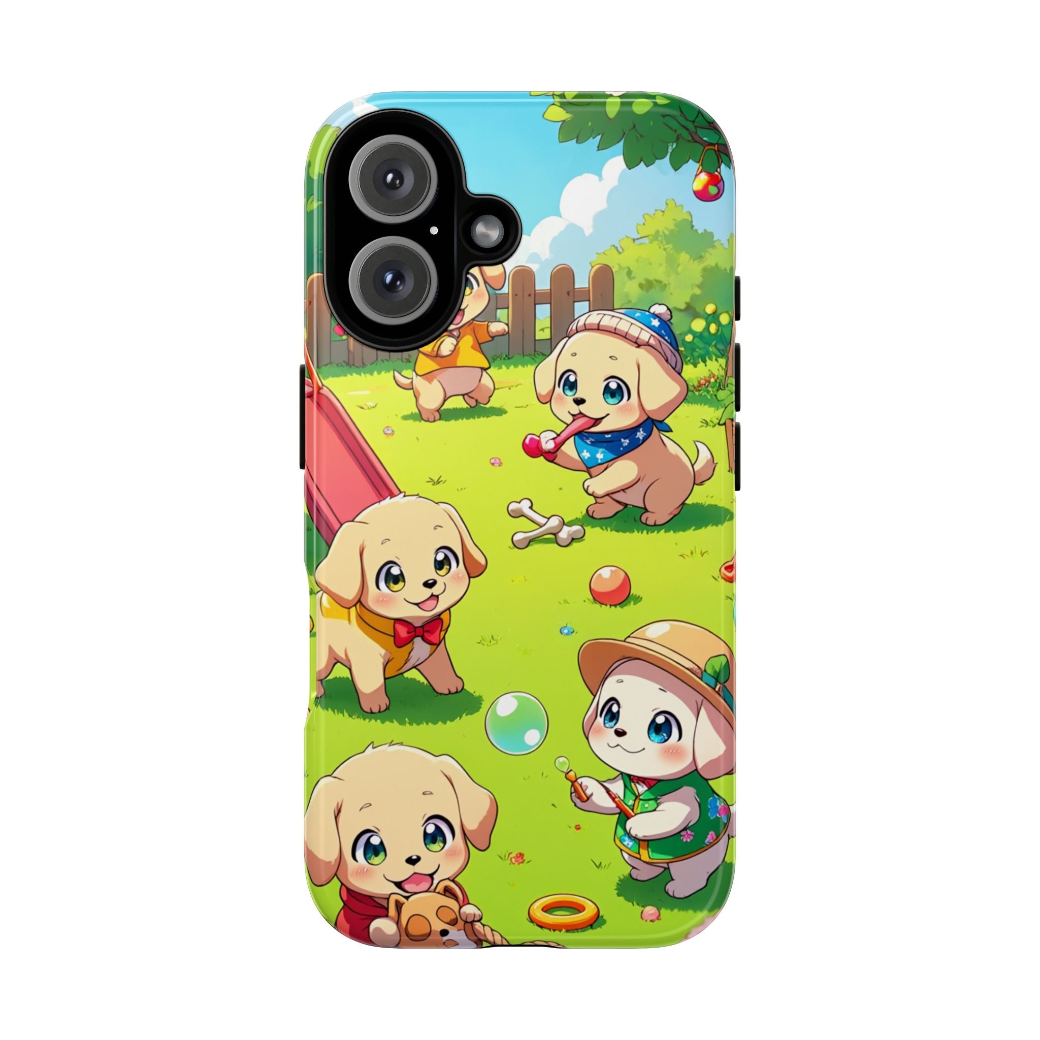 "The Puppy Party" Tough Case – Cute Anime Dogs in Outfits | Aesthetic Labrador Puppy Design for iPhone, Samsung, Pixel phones