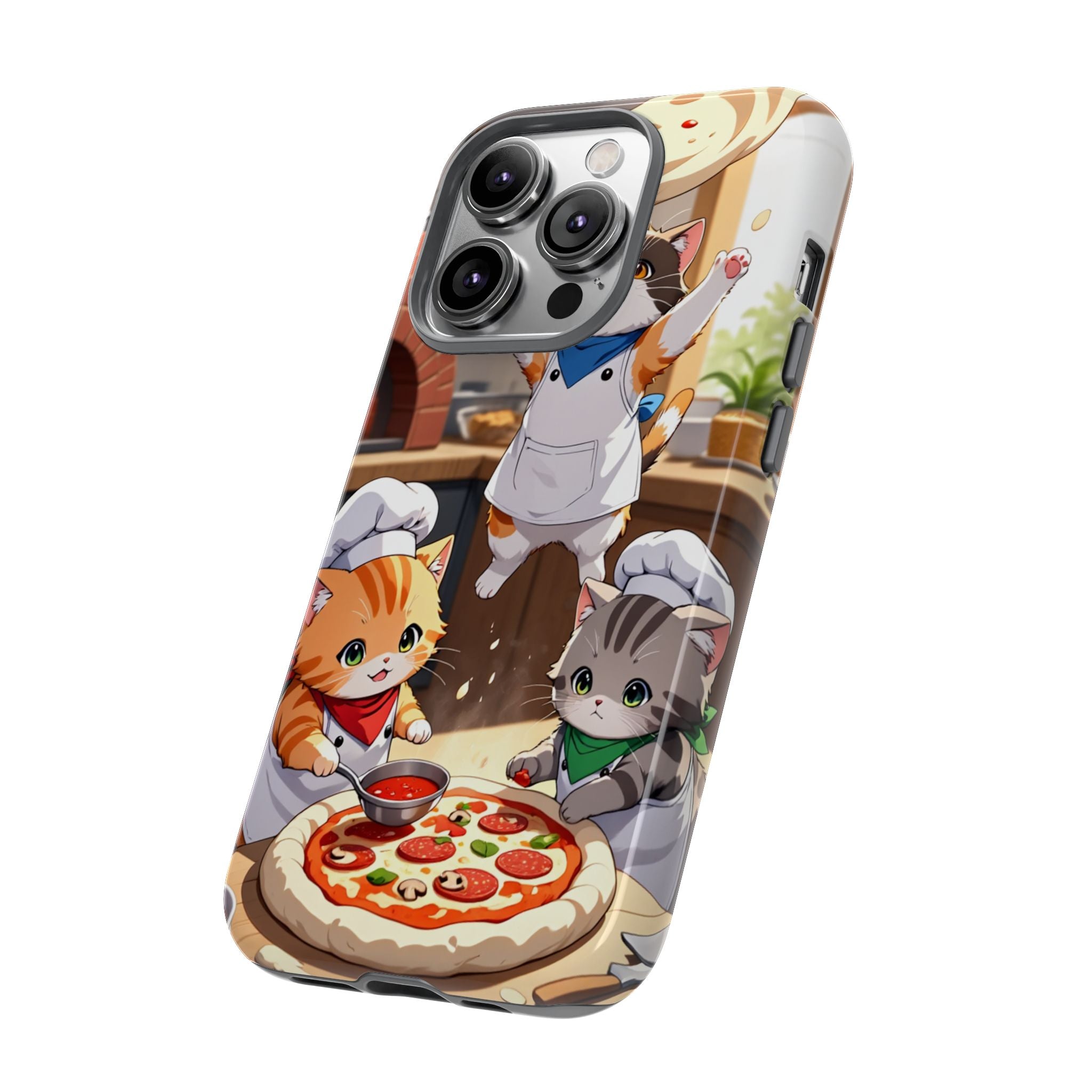 Anime Kitten Pizza Chef Phone Case - Cute Cat Art Cover for iPhone, Samsung, Pixel | Tough Cases