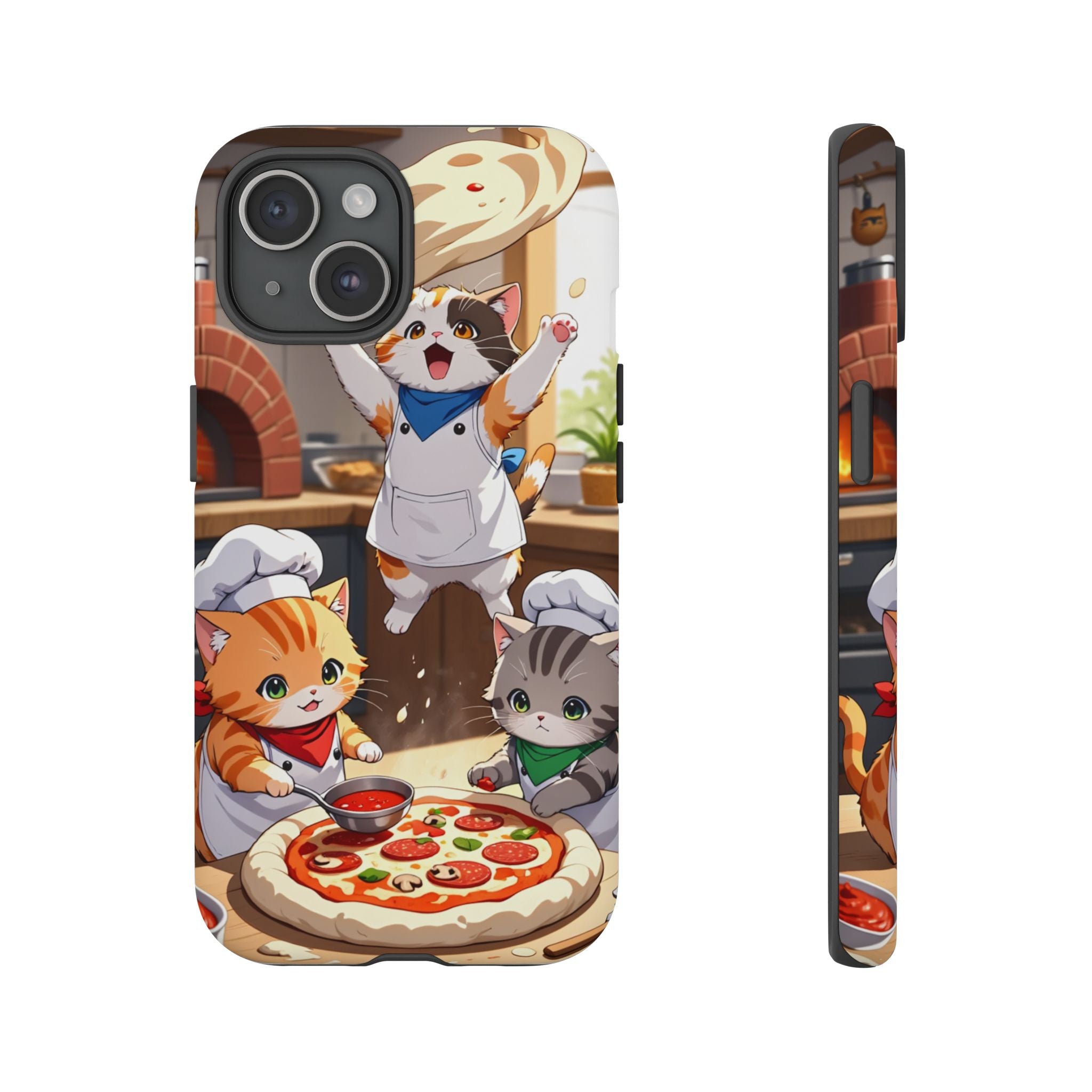 Anime Kitten Pizza Chef Phone Case - Cute Cat Art Cover for iPhone, Samsung, Pixel | Tough Cases