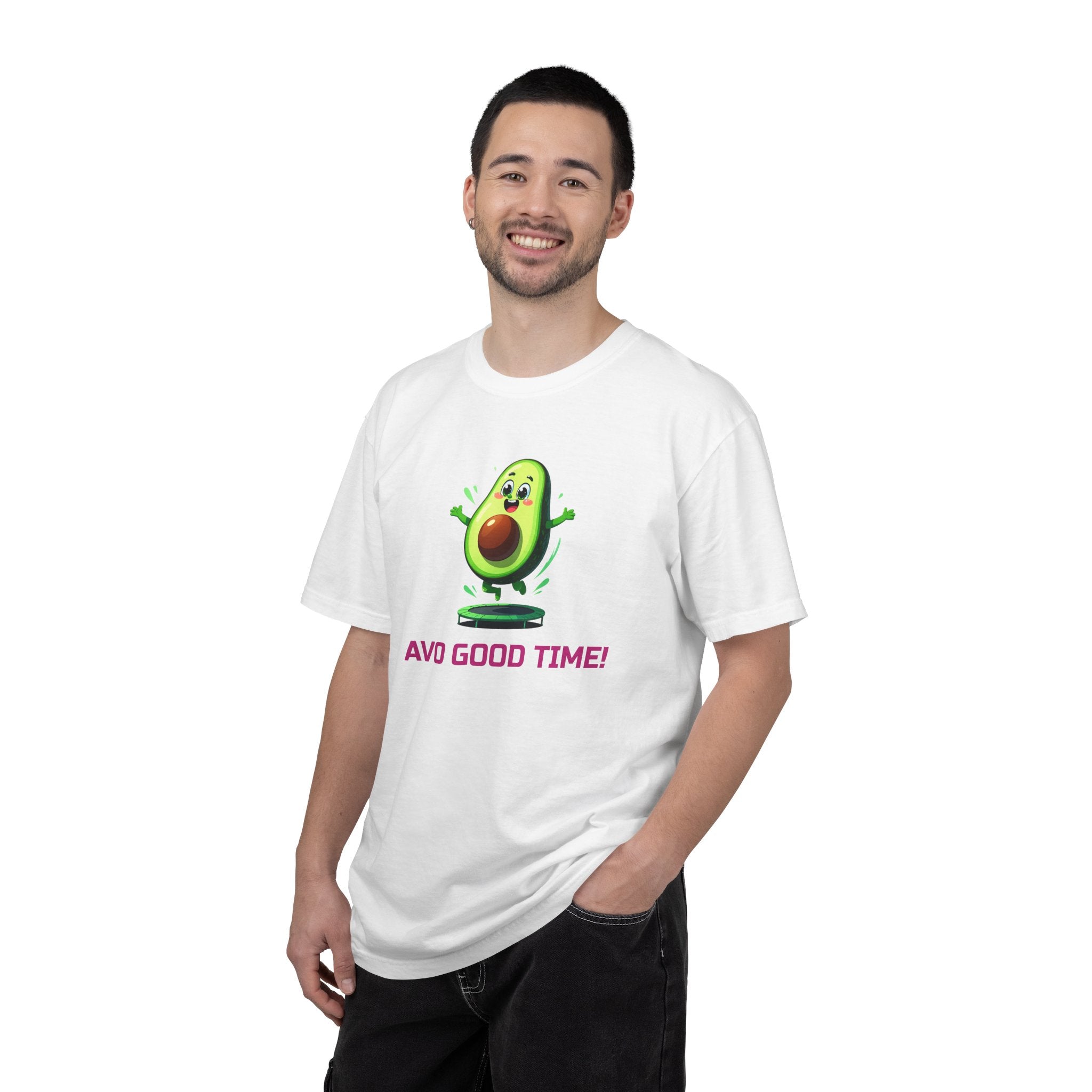 Avo Good Time! 🥑 Unisex Garment-Dyed T-Shirt | Cute Bouncing Avocado Cartoon Tee