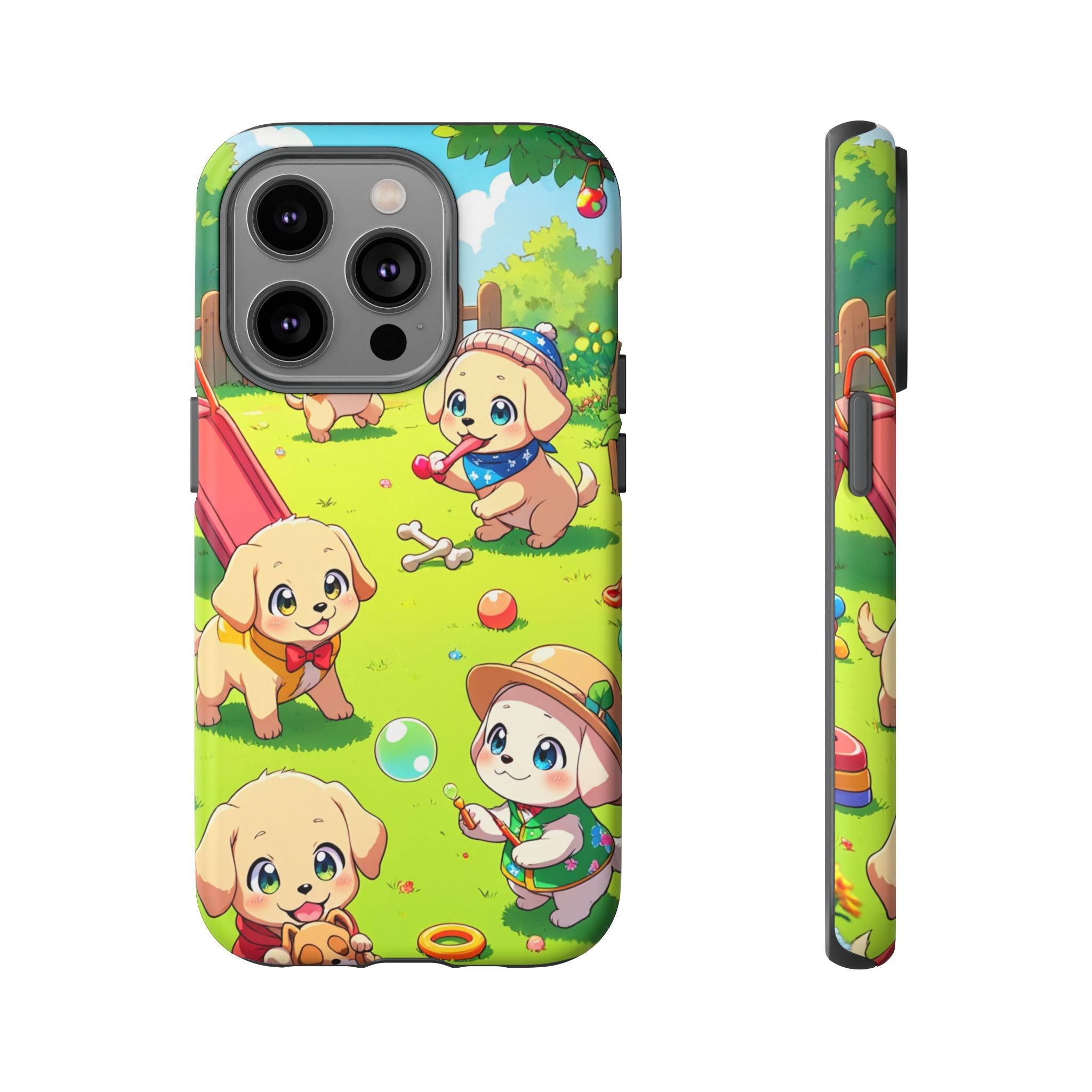 "The Puppy Party" Tough Case – Cute Anime Dogs in Outfits | Aesthetic Labrador Puppy Design for iPhone, Samsung, Pixel phones