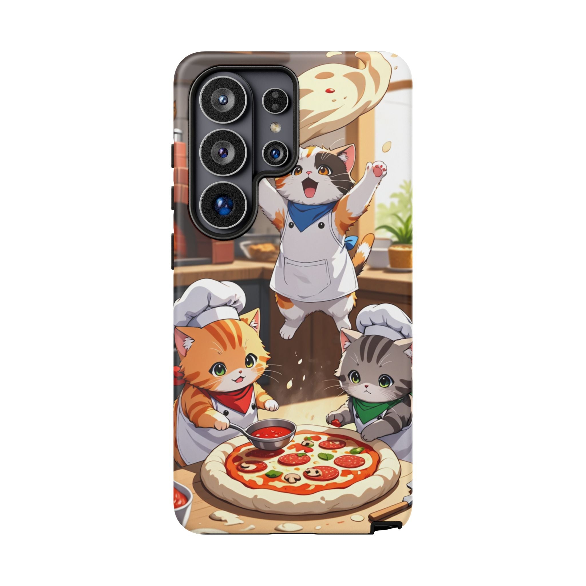 Anime Kitten Pizza Chef Phone Case - Cute Cat Art Cover for iPhone, Samsung, Pixel | Tough Cases