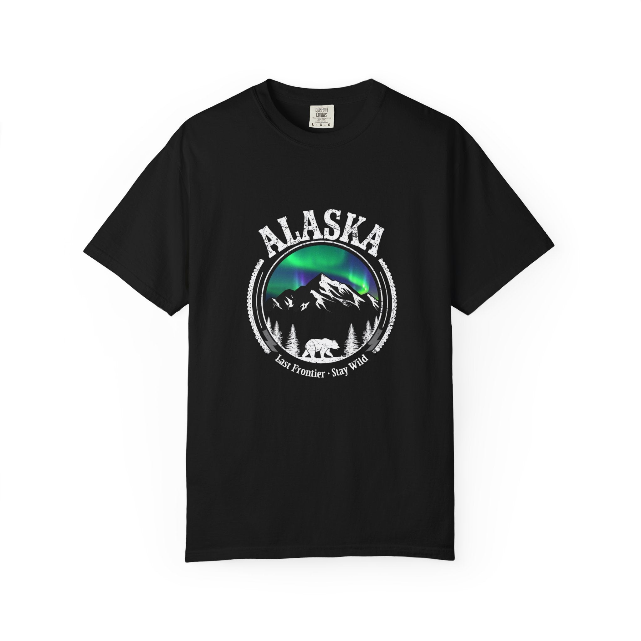Alaska Vintage T-Shirt | Northern Lights Wilderness Graphic Tee | Unisex Garment-Dyed Shirt