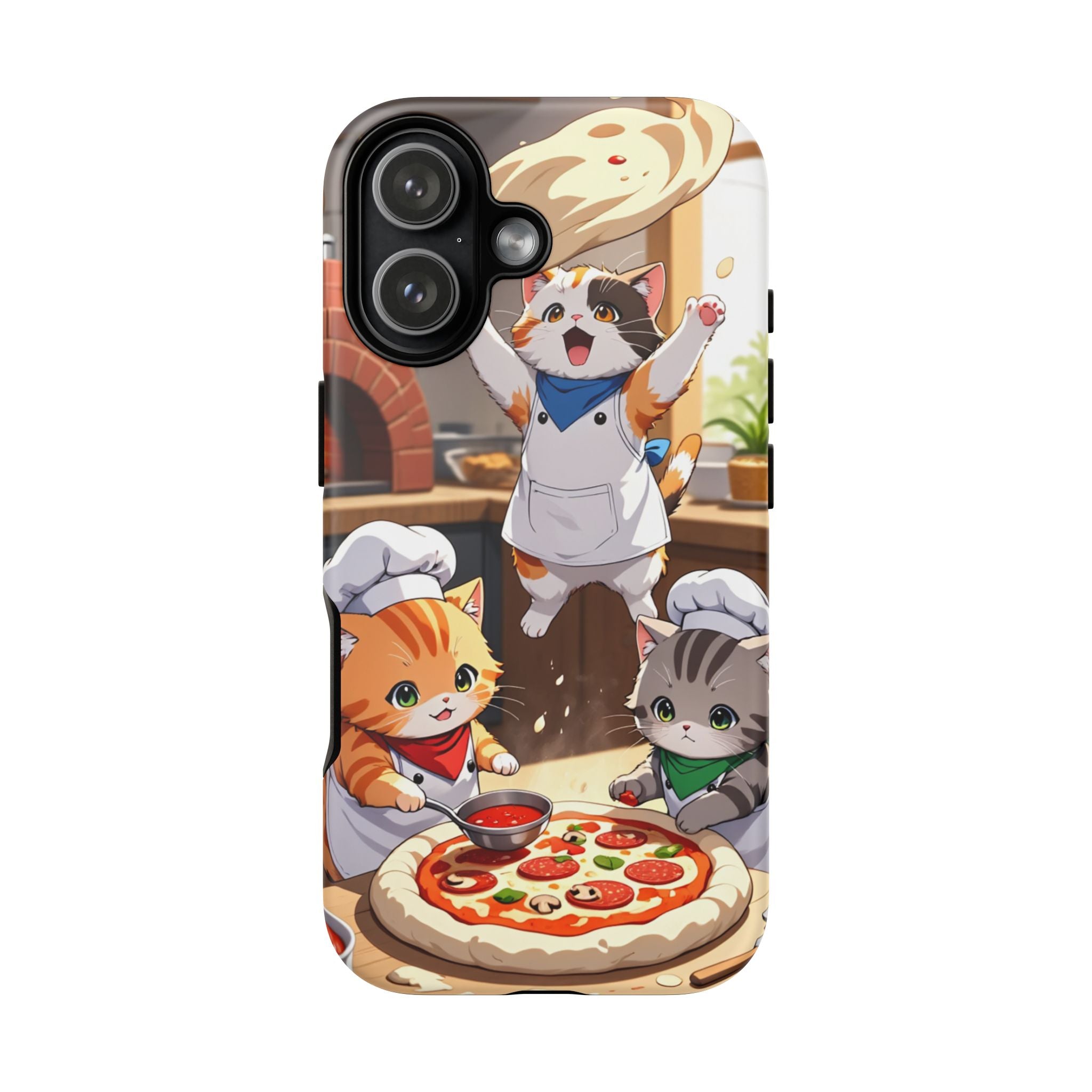 Anime Kitten Pizza Chef Phone Case - Cute Cat Art Cover for iPhone, Samsung, Pixel | Tough Cases