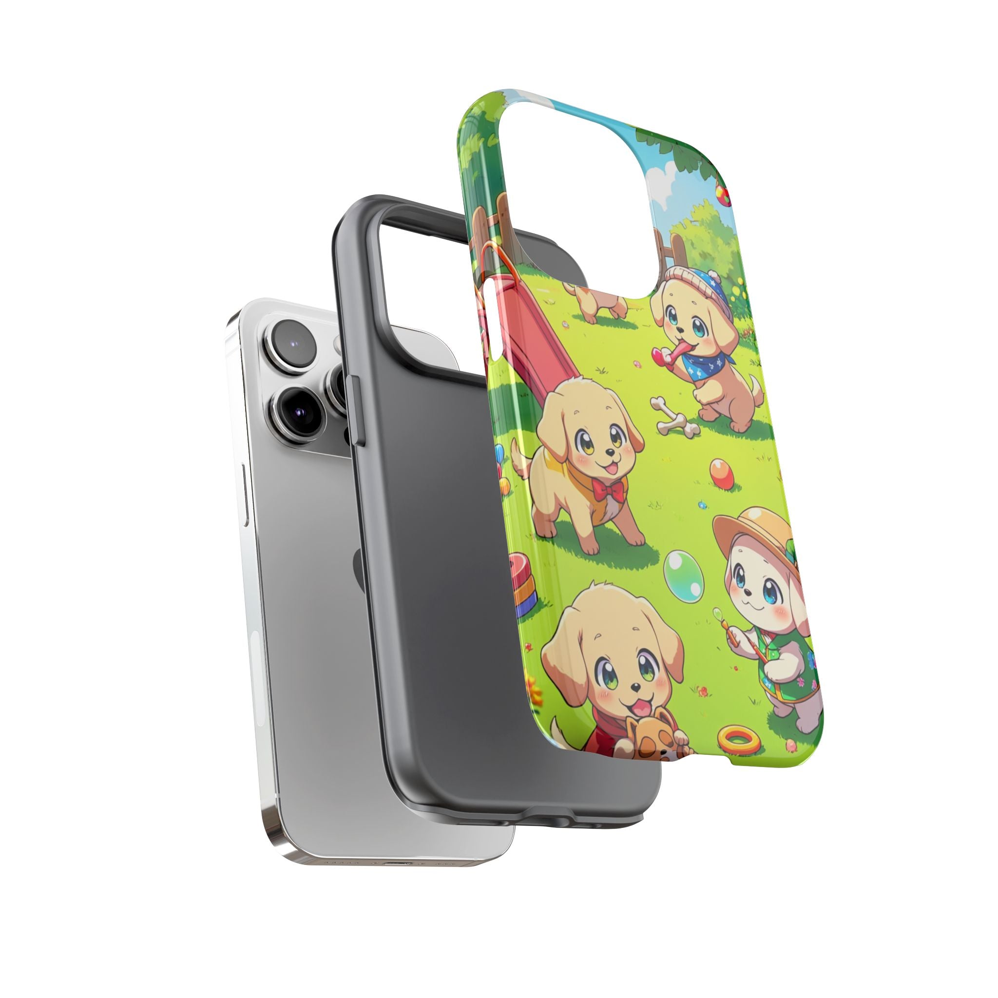 "The Puppy Party" Tough Case – Cute Anime Dogs in Outfits | Aesthetic Labrador Puppy Design for iPhone, Samsung, Pixel phones