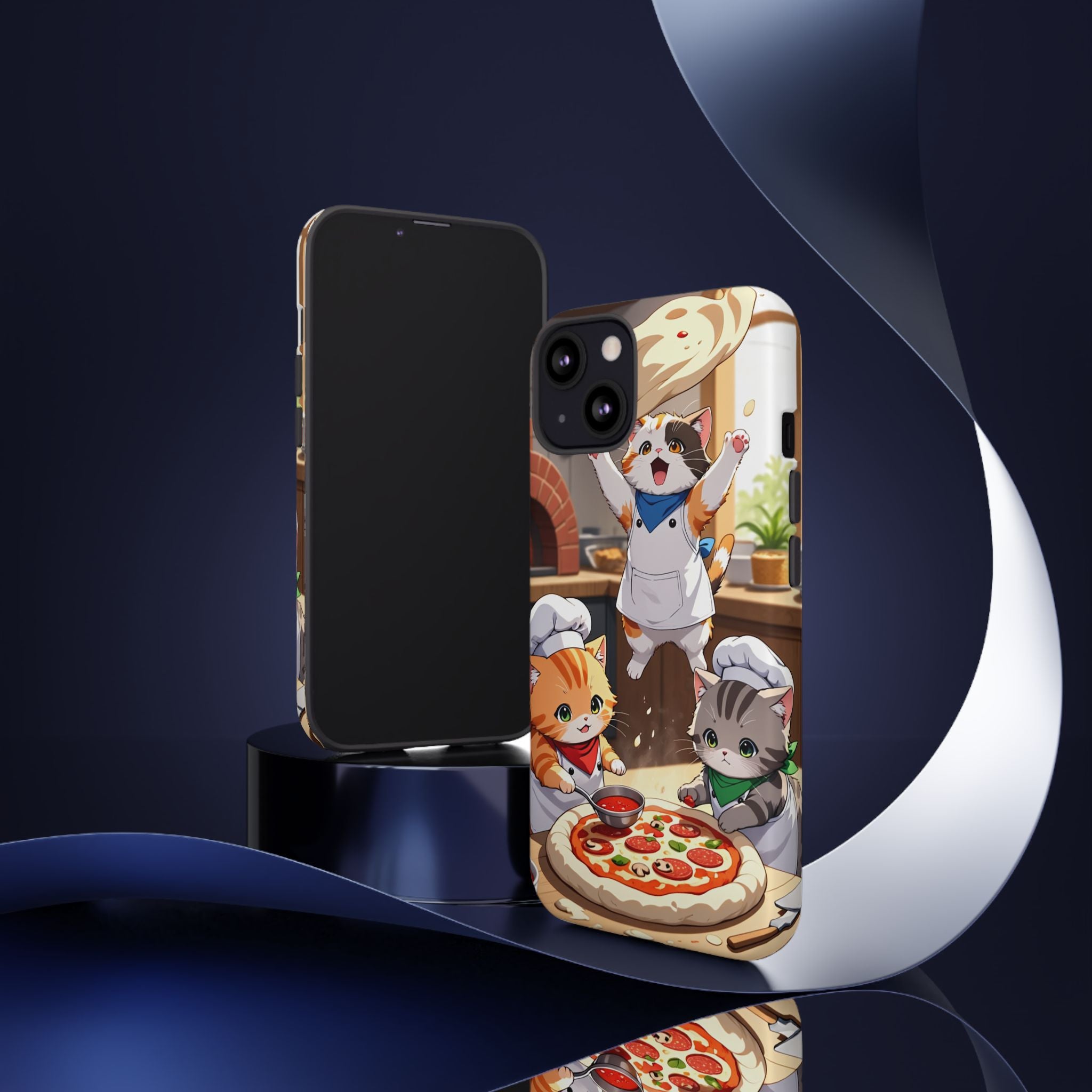 Anime Kitten Pizza Chef Phone Case - Cute Cat Art Cover for iPhone, Samsung, Pixel | Tough Cases