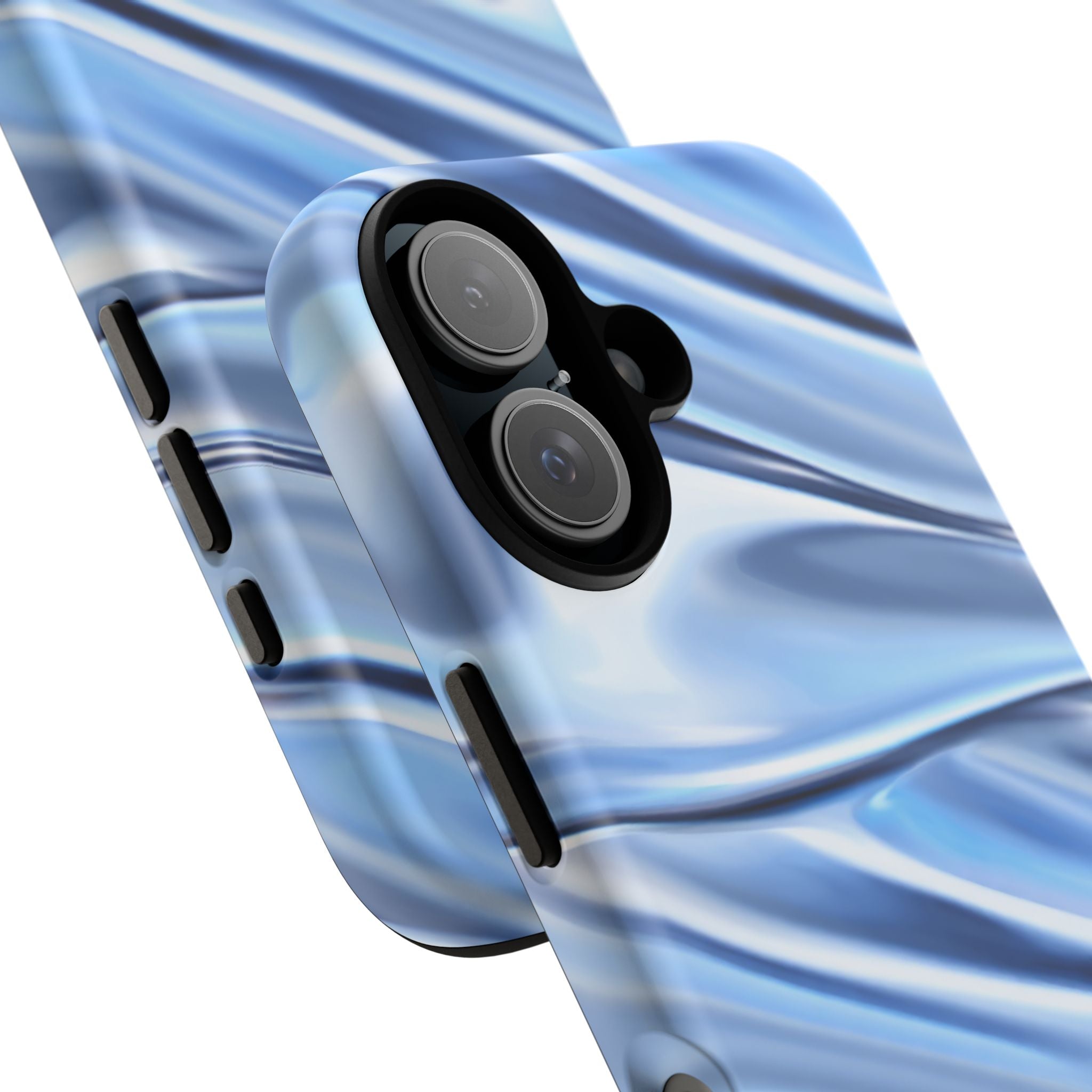 Chrome Liquid Waves Phone Case – Y2K Metallic Aesthetic iPhone Case, Silver 3D Glossy Abstract Trendy Cover | Tough Cases