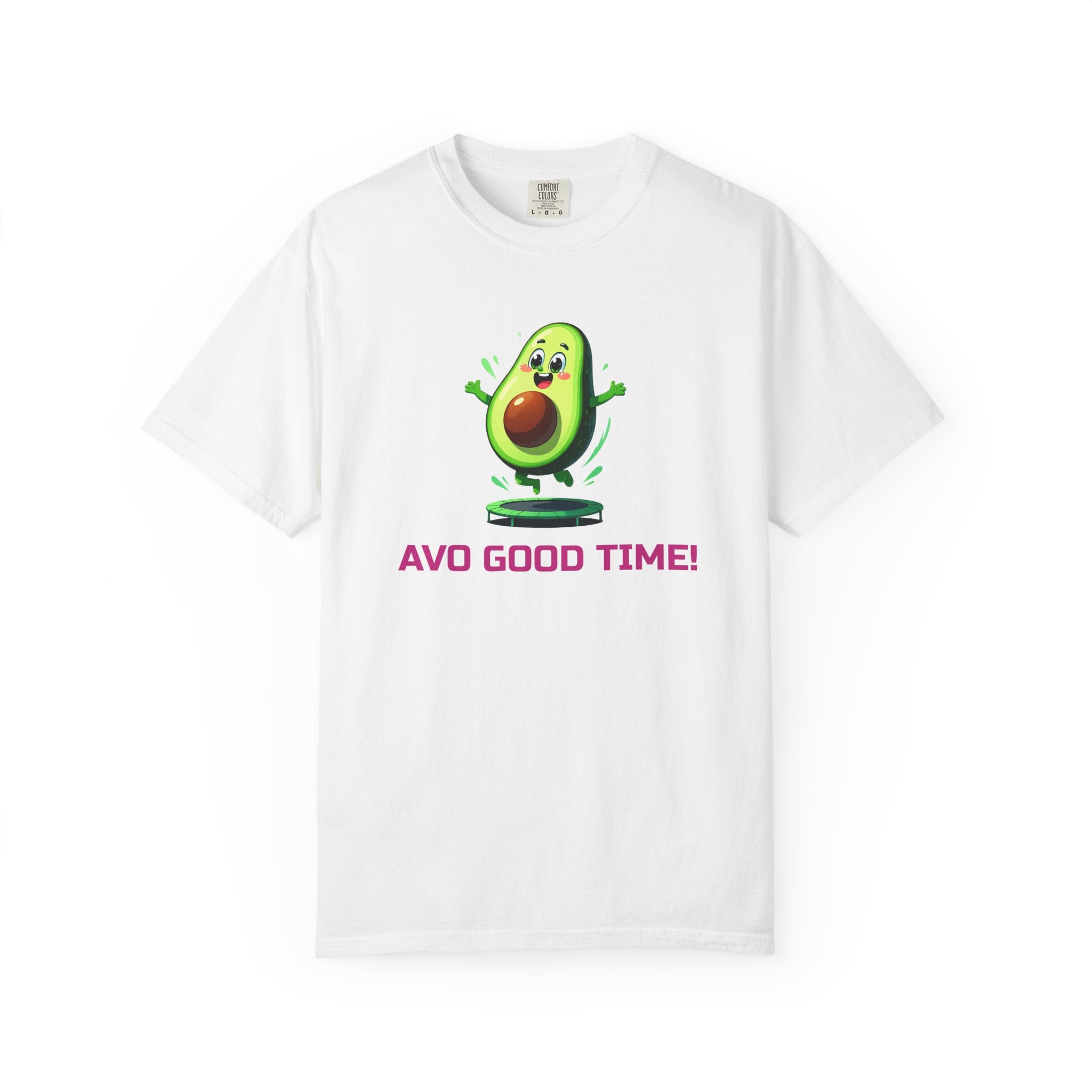 Avo Good Time! 🥑 Unisex Garment-Dyed T-Shirt | Cute Bouncing Avocado Cartoon Tee