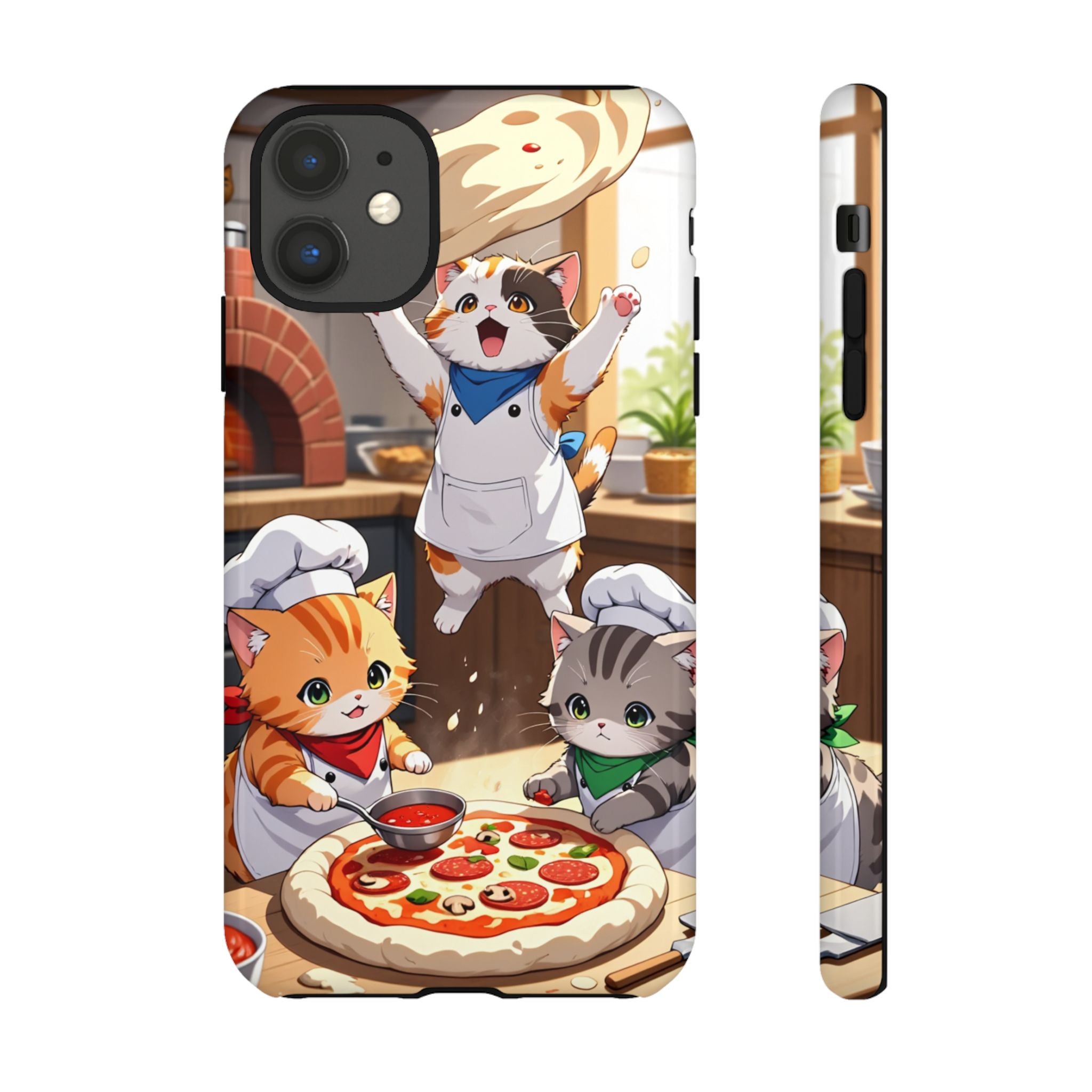 Anime Kitten Pizza Chef Phone Case - Cute Cat Art Cover for iPhone, Samsung, Pixel | Tough Cases