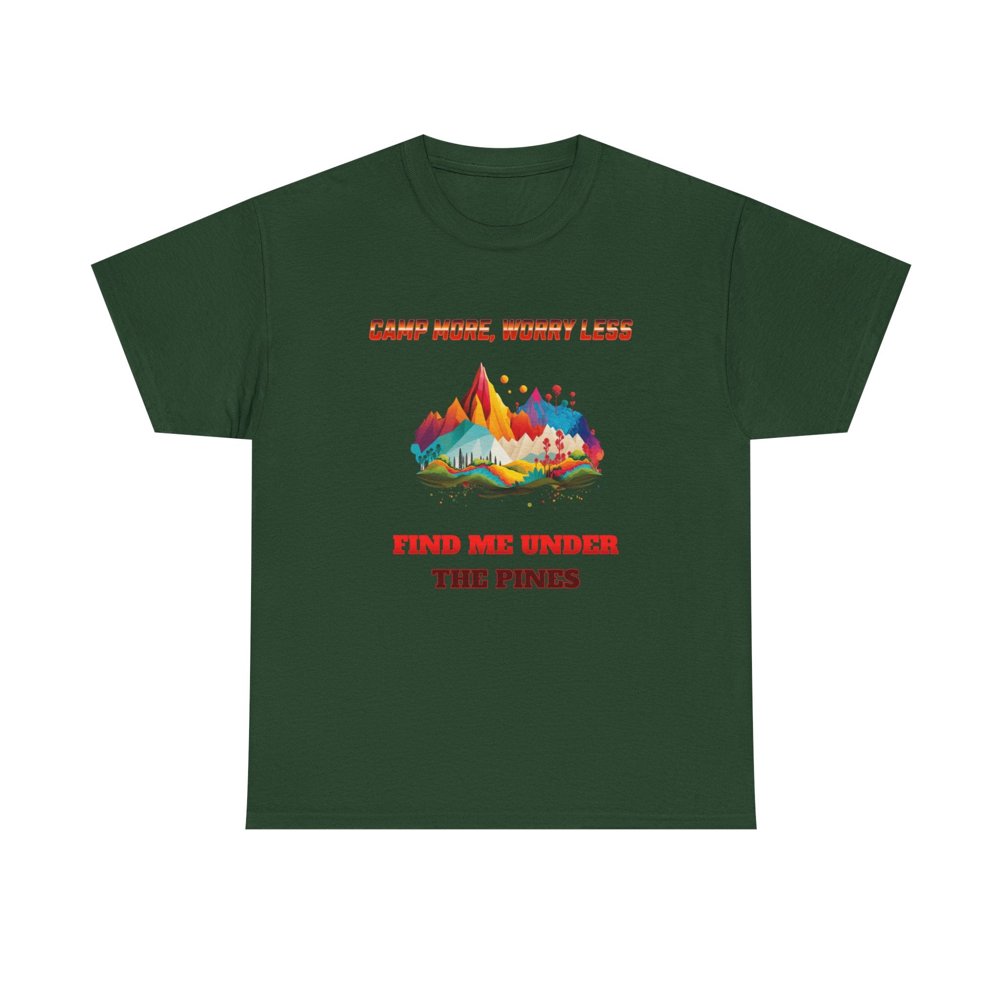 Camp More Worry Less T-Shirt – Outdoor Camping Shirt, Hiking Tee, Nature Lover Gift USA | Unisex Heavy Cotton Tee
