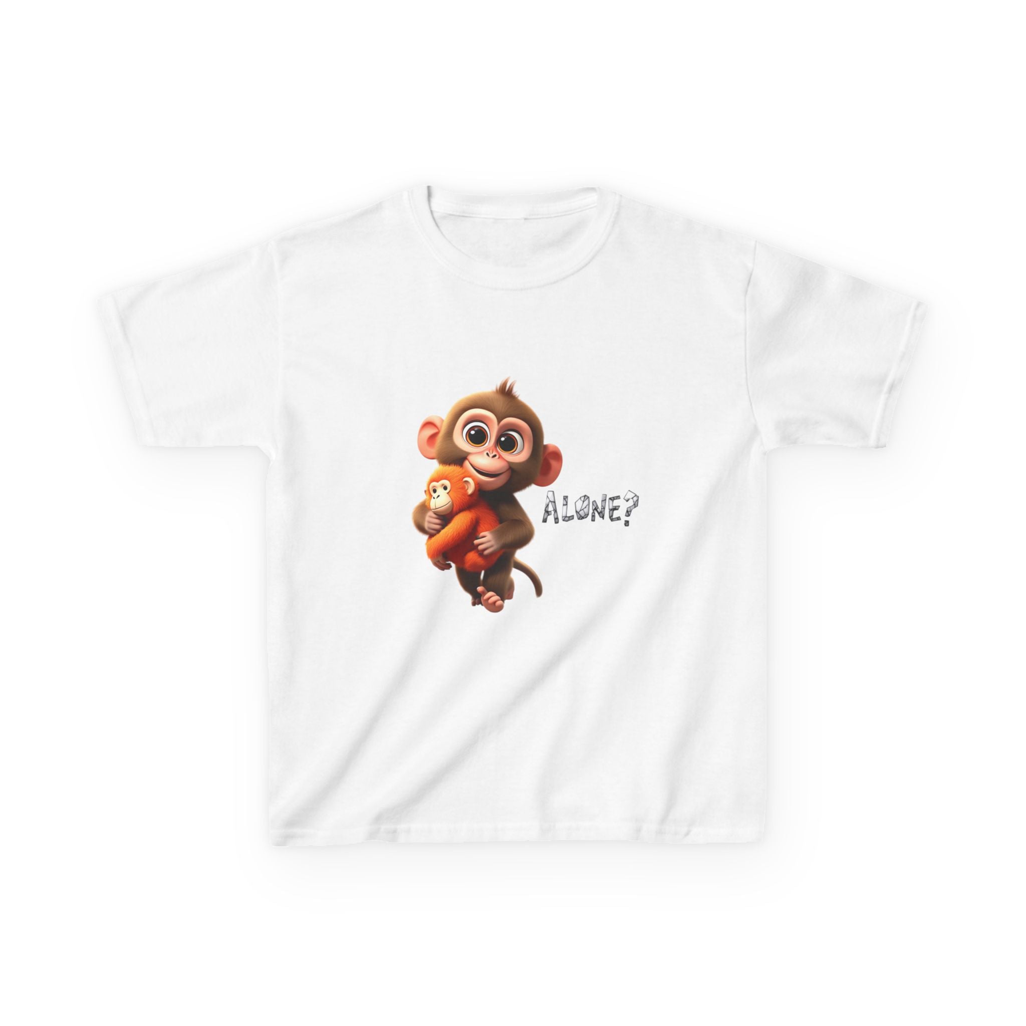 Cute 3D Macaque Monkey Kids Cotton T-Shirt – Funny Animal Graphic Tee for Boys & Girls | Trendy Kids Casual Wear | Kids Heavy Cotton™ Tee