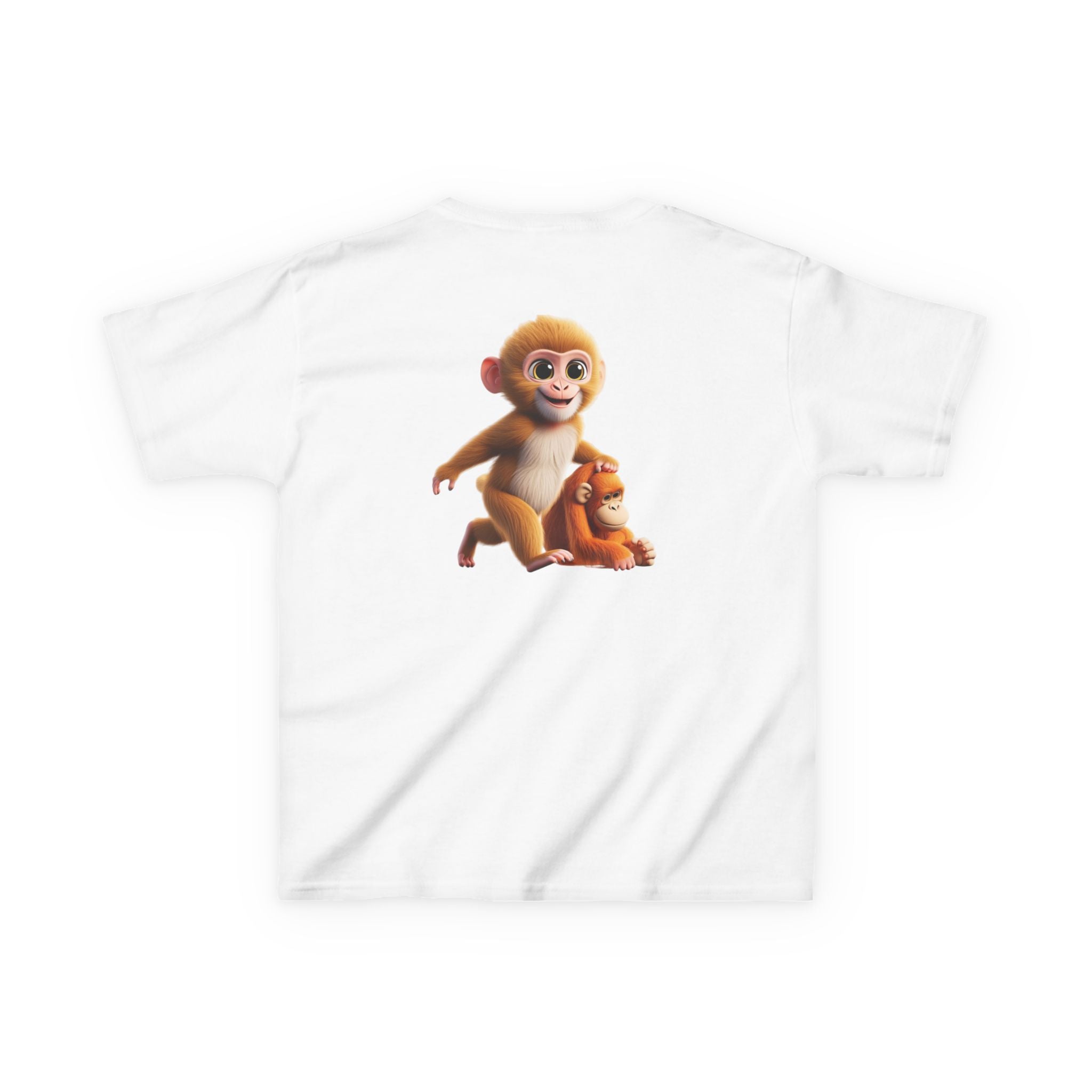 Cute 3D Macaque Monkey Kids Cotton T-Shirt – Funny Animal Graphic Tee for Boys & Girls | Trendy Kids Casual Wear | Kids Heavy Cotton™ Tee