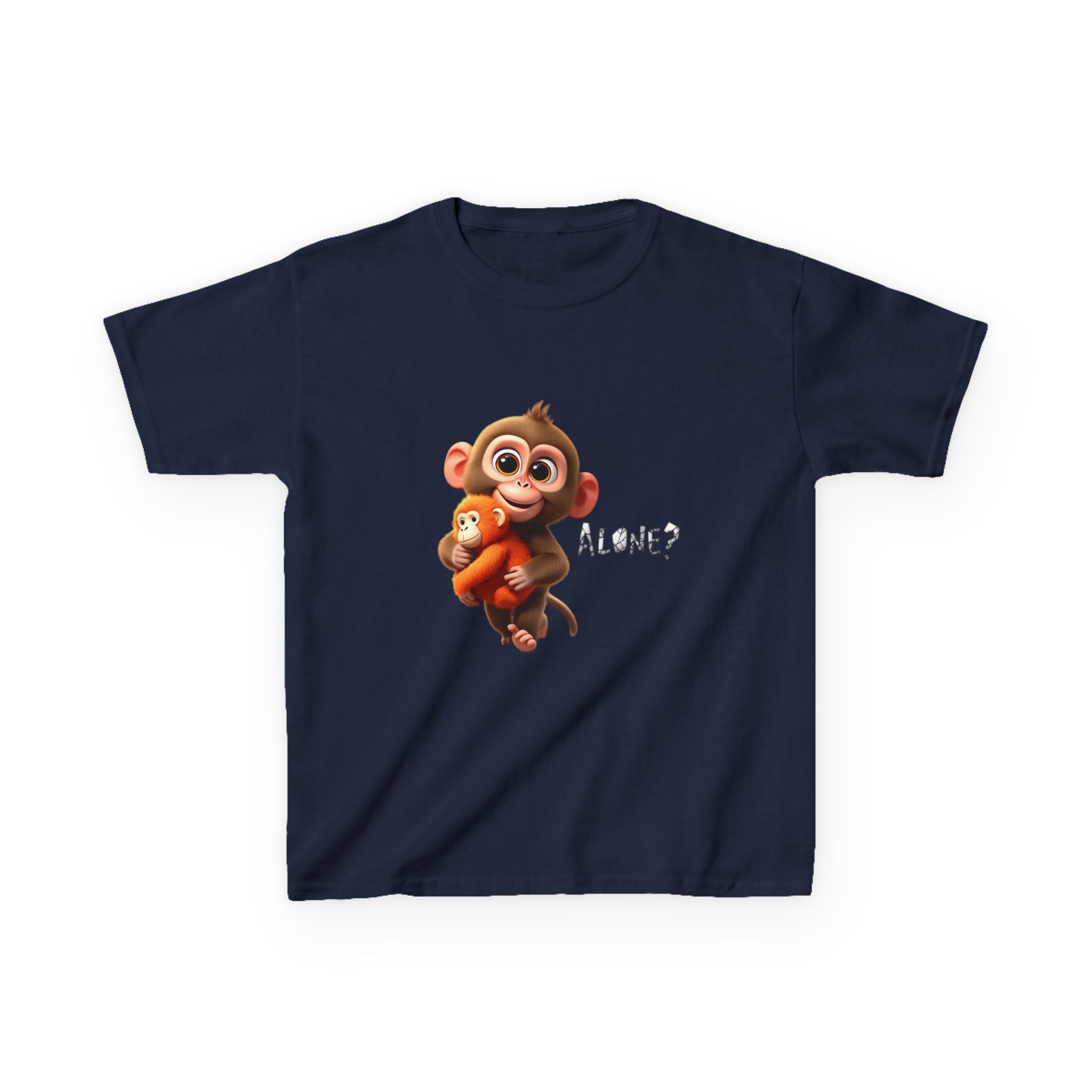 Cute 3D Macaque Monkey Kids Cotton T-Shirt – Funny Animal Graphic Tee for Boys & Girls | Trendy Kids Casual Wear | Kids Heavy Cotton™ Tee